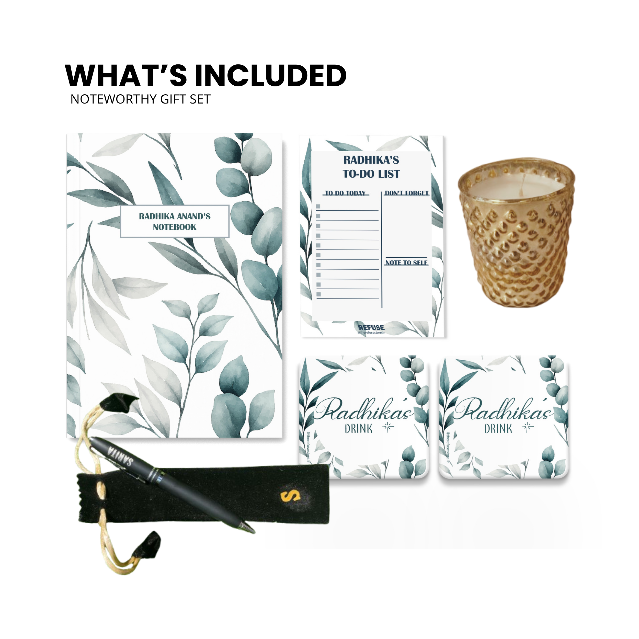 Green Leaves Personalised Stationery Gift Set
