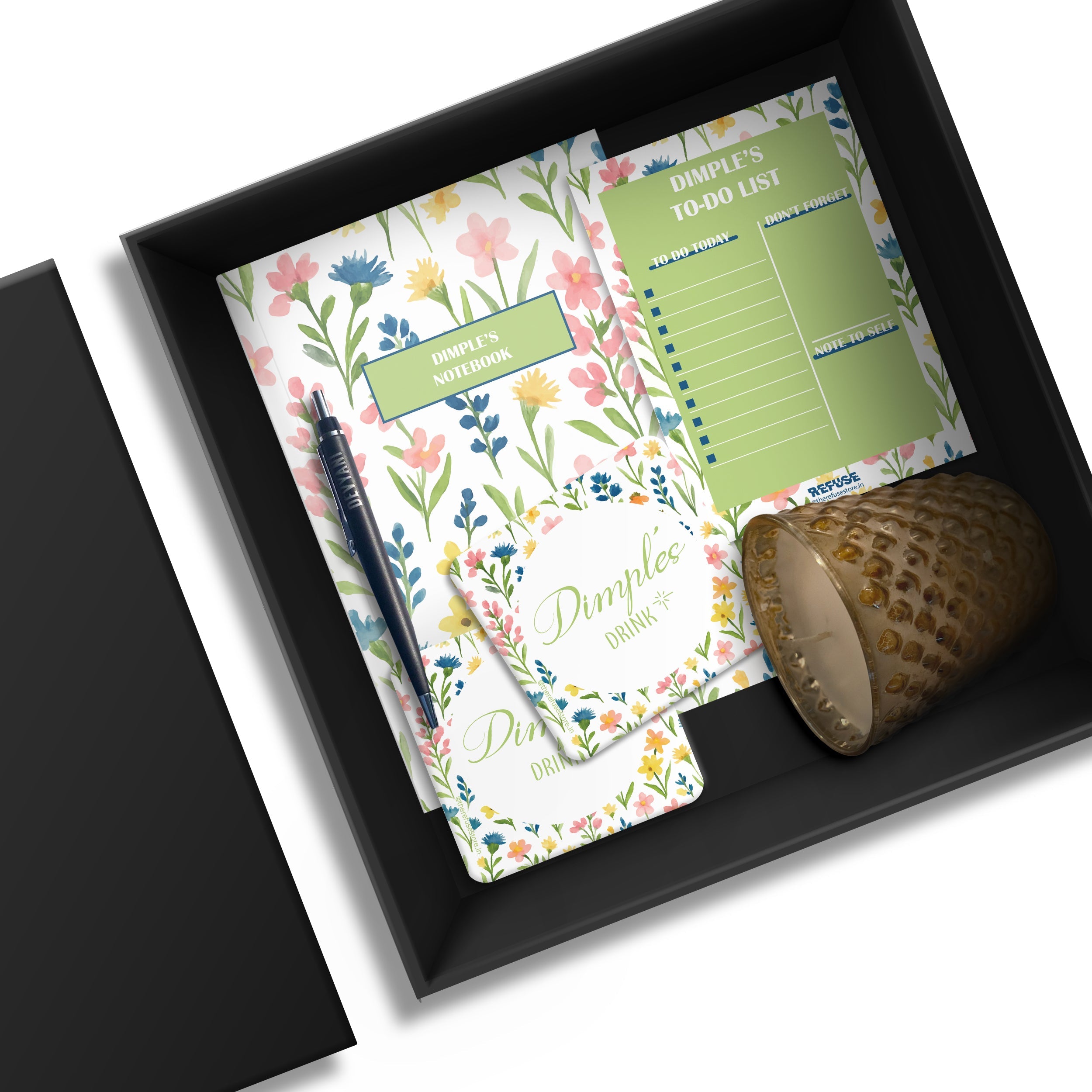 White Multi Floral Personalised Stationery Gift Set