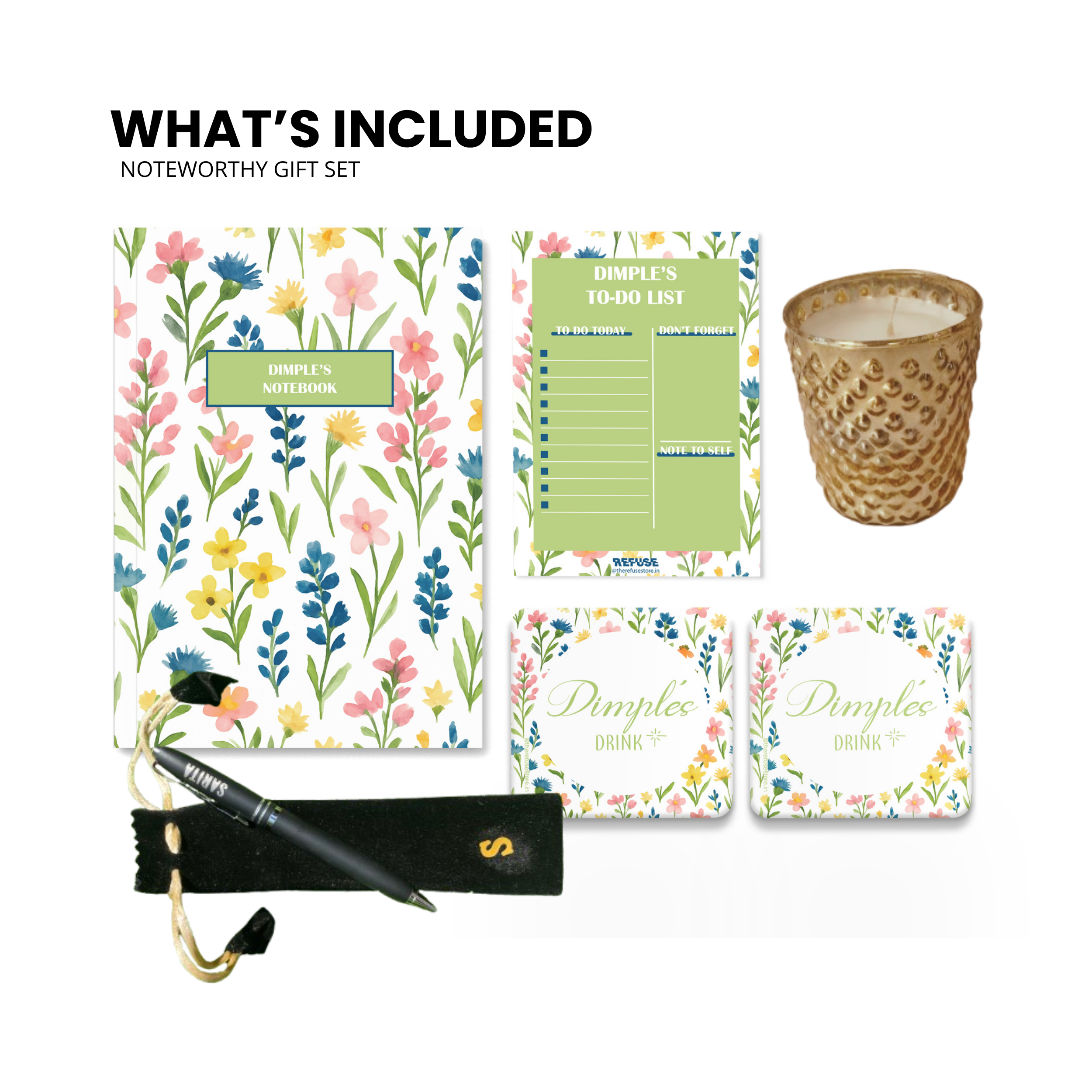 White Multi Floral Personalised Stationery Gift Set