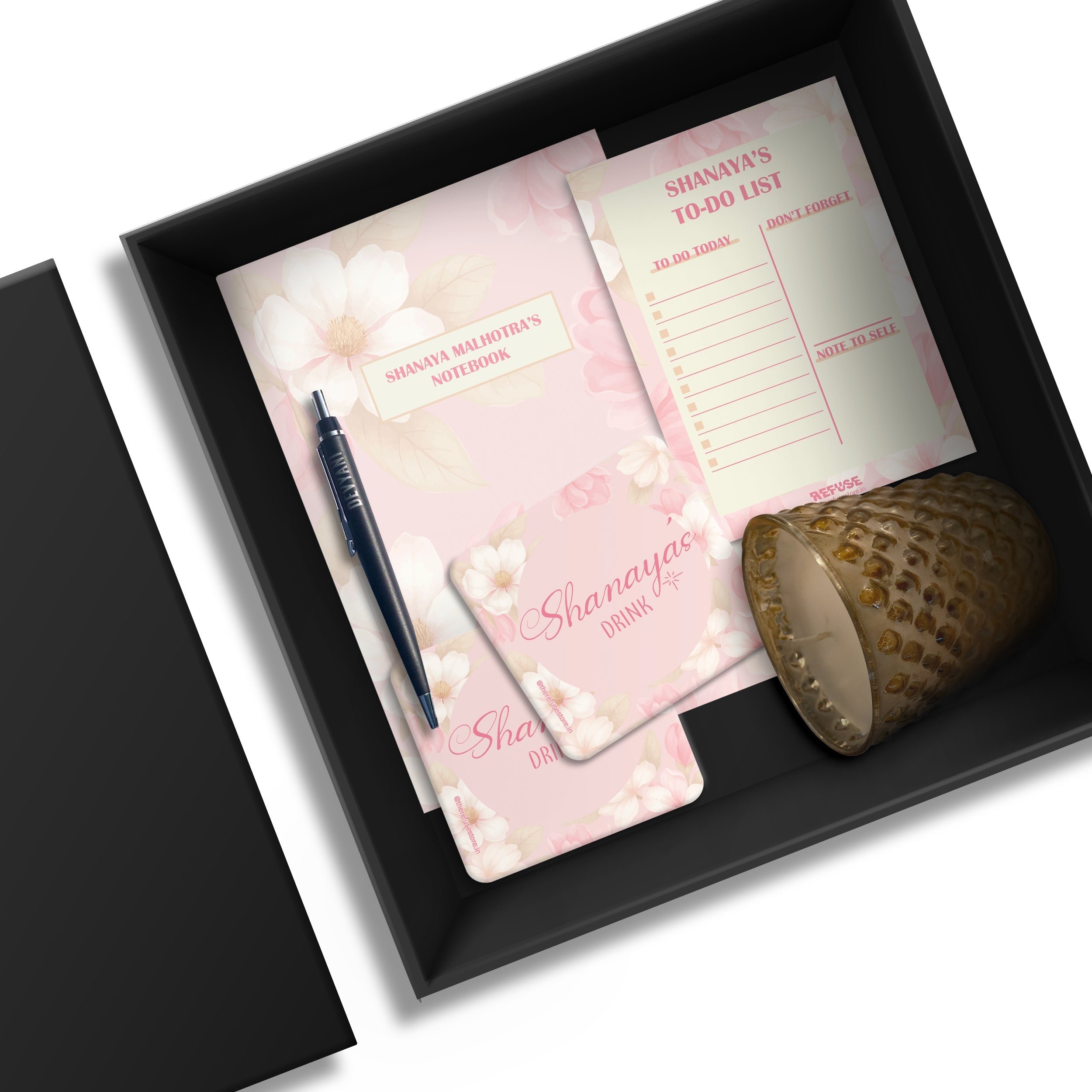 Shades Of Pink Floral Personalised Stationery Gift Set