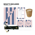 Blue & Pink Slashed Striped Personalised Stationery Gift Set