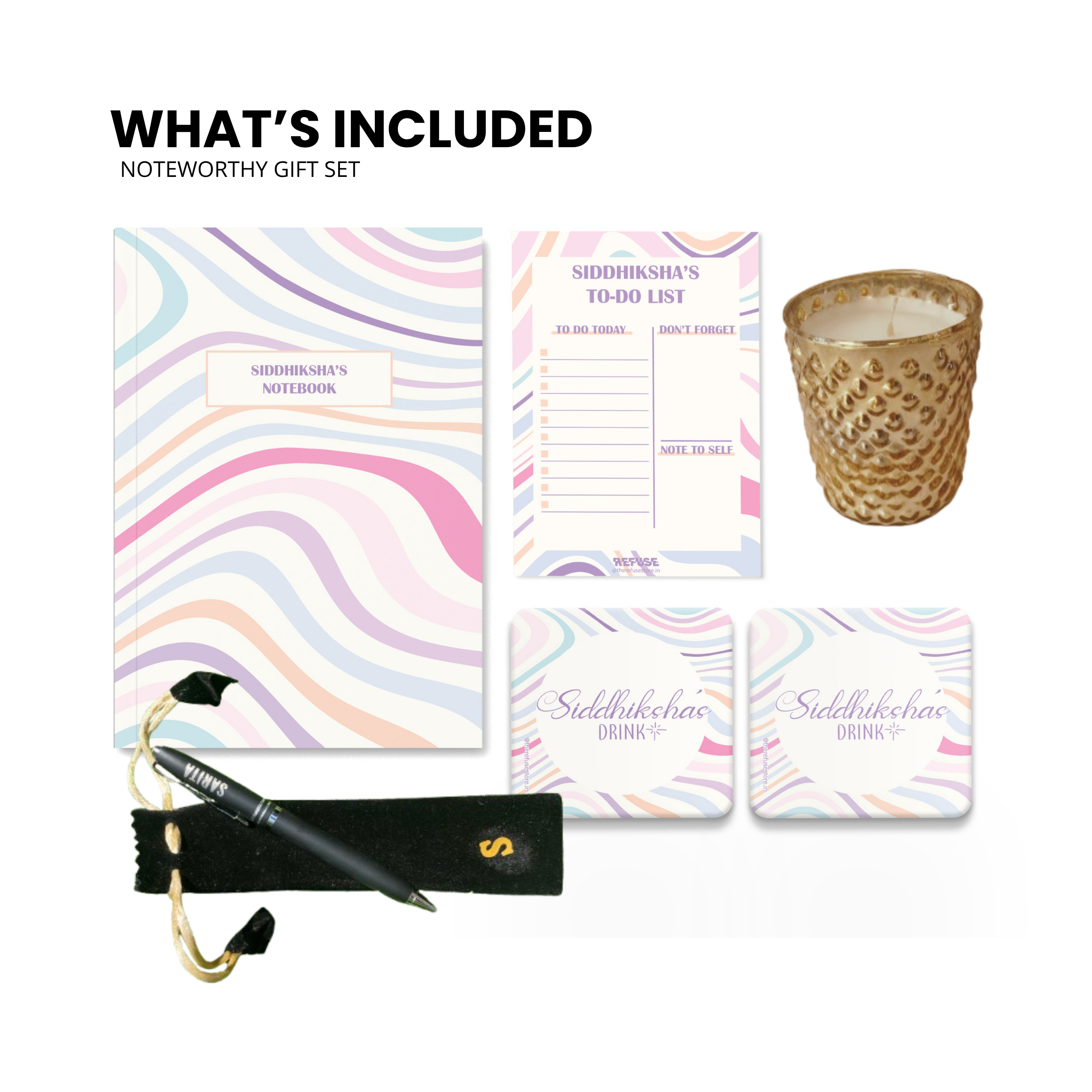 Wavy Pastels Personalised Stationery Gift Set