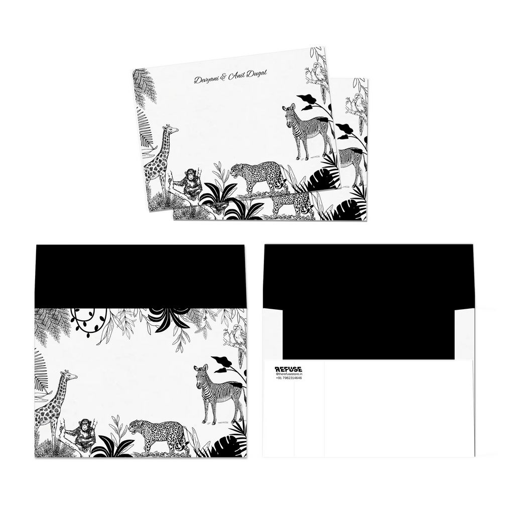 Jungle Noir Personalised FLAT Notecards & Envelopes