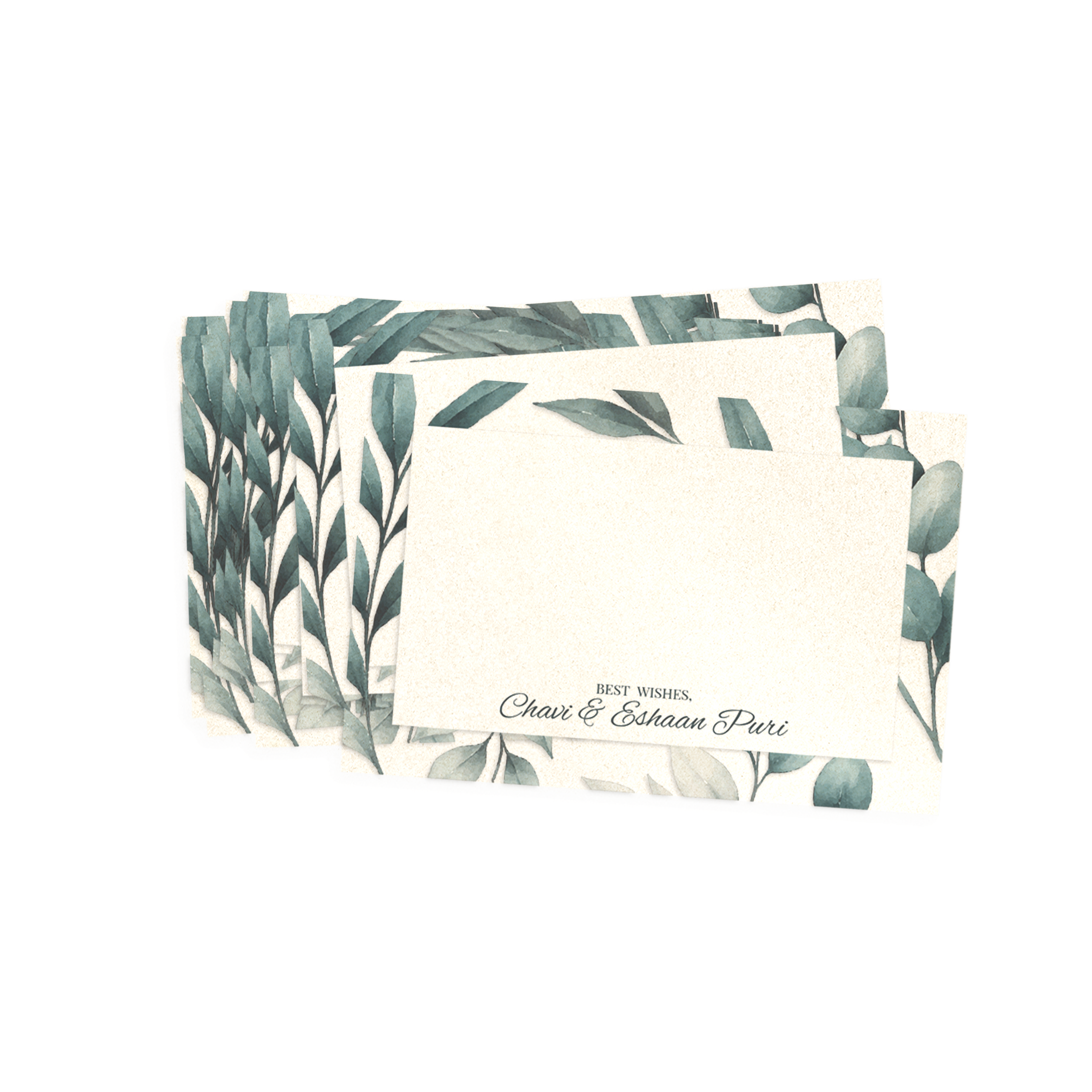 Green Leaves Metallic Personalised Best Compliments Cards