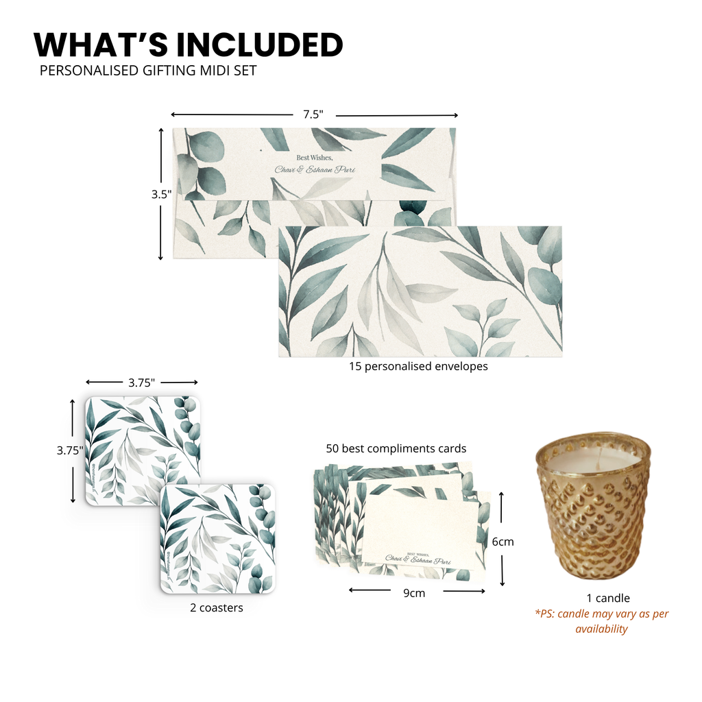 Green Leaves Metallic Personalised Gifting Midi Set