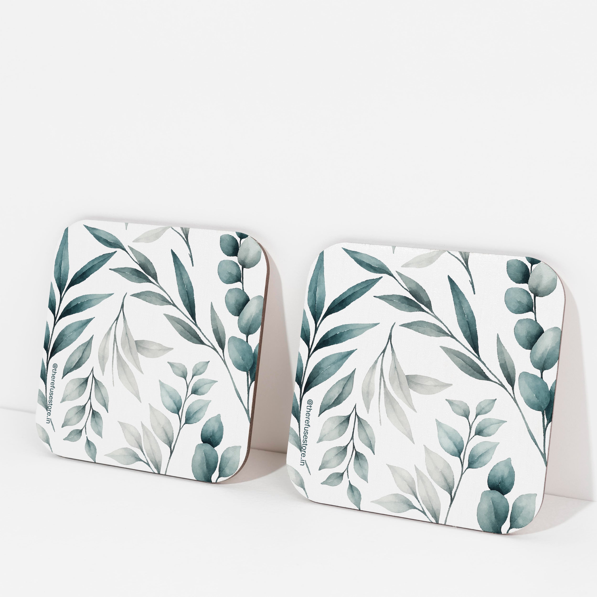 Green Leaves Coasters set of 2