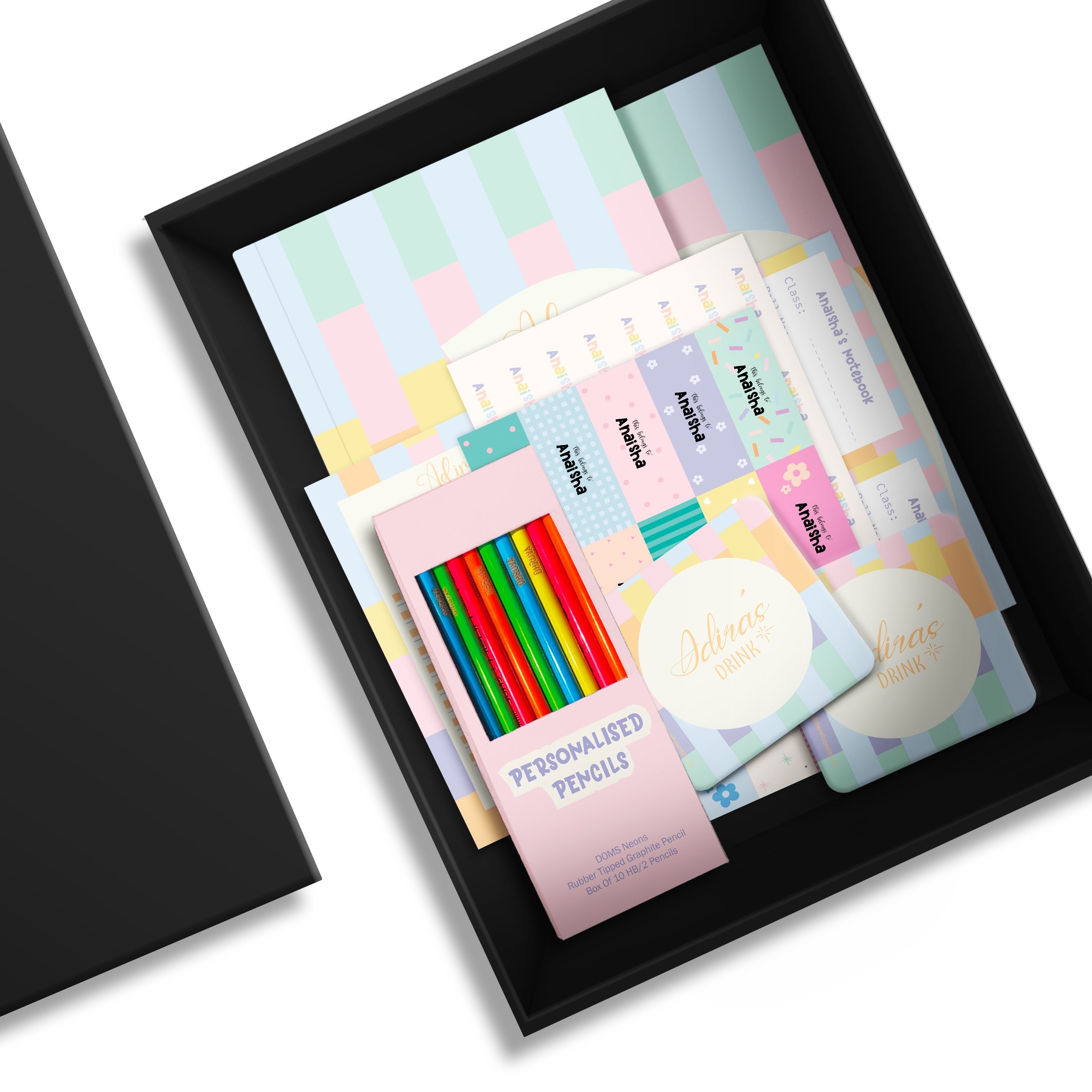 Multi striped Back to School Gift Set – Personalised & Prepped with box