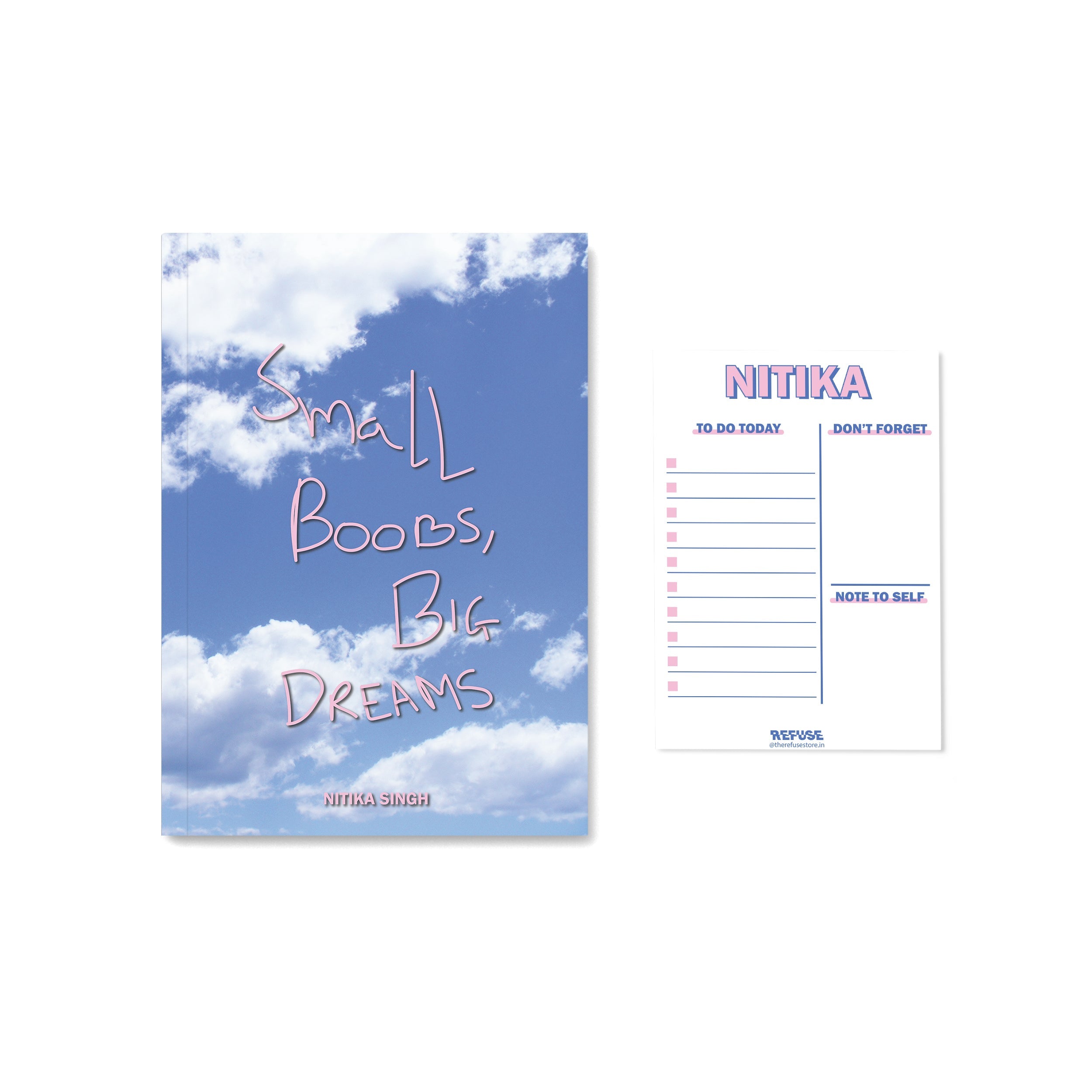 Personalised Cloud print notebook with quote plus notepad