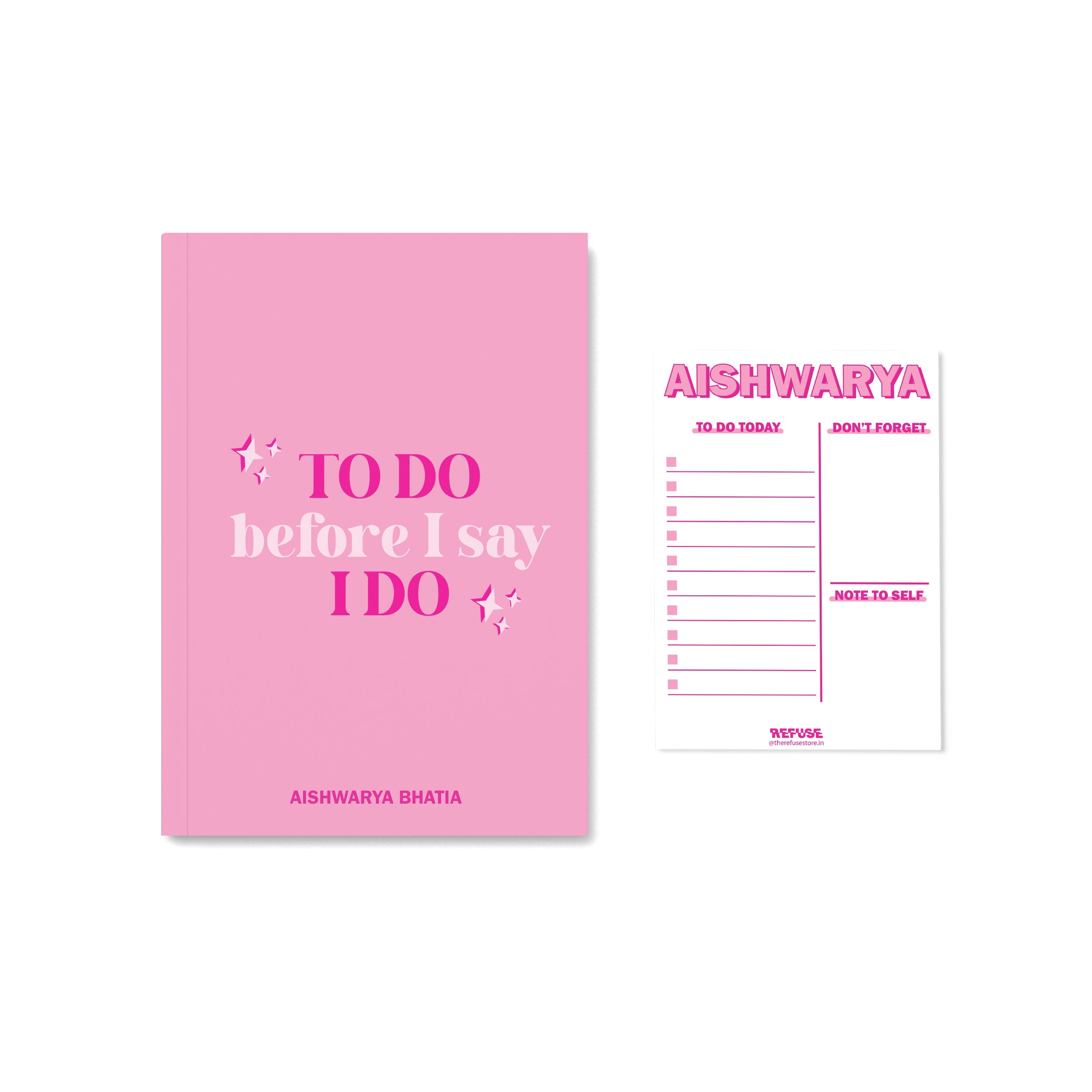 Personalised Pink Notebook for bride to be with notepad