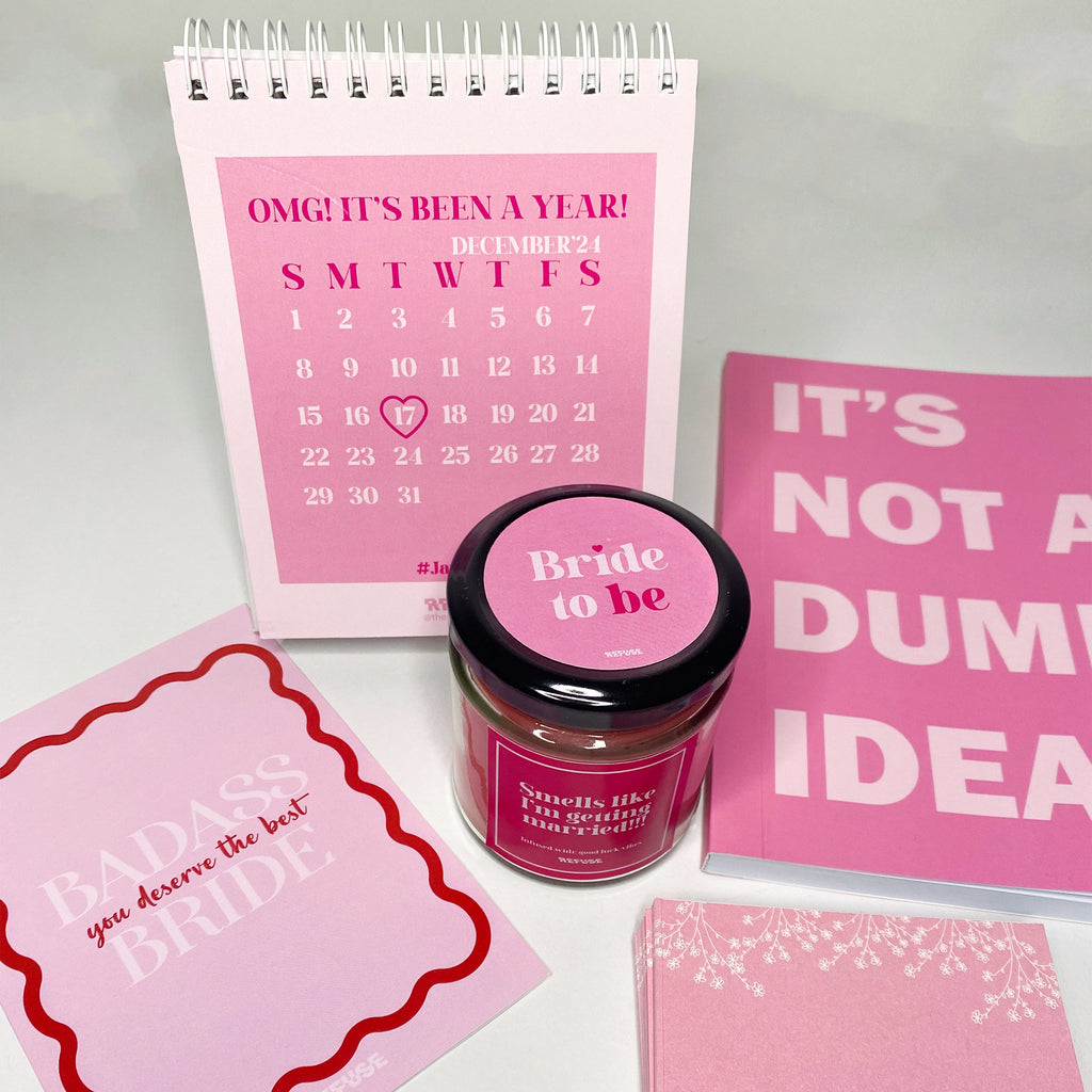 Pink Bride-To Be Personalised Countdown Desk Calendar set