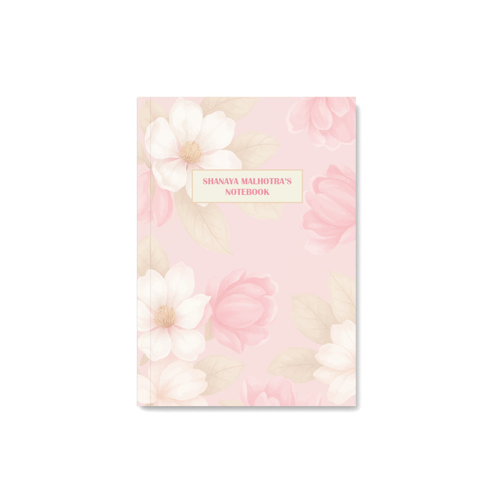 Shades Of Pink Floral Personalised Notebook