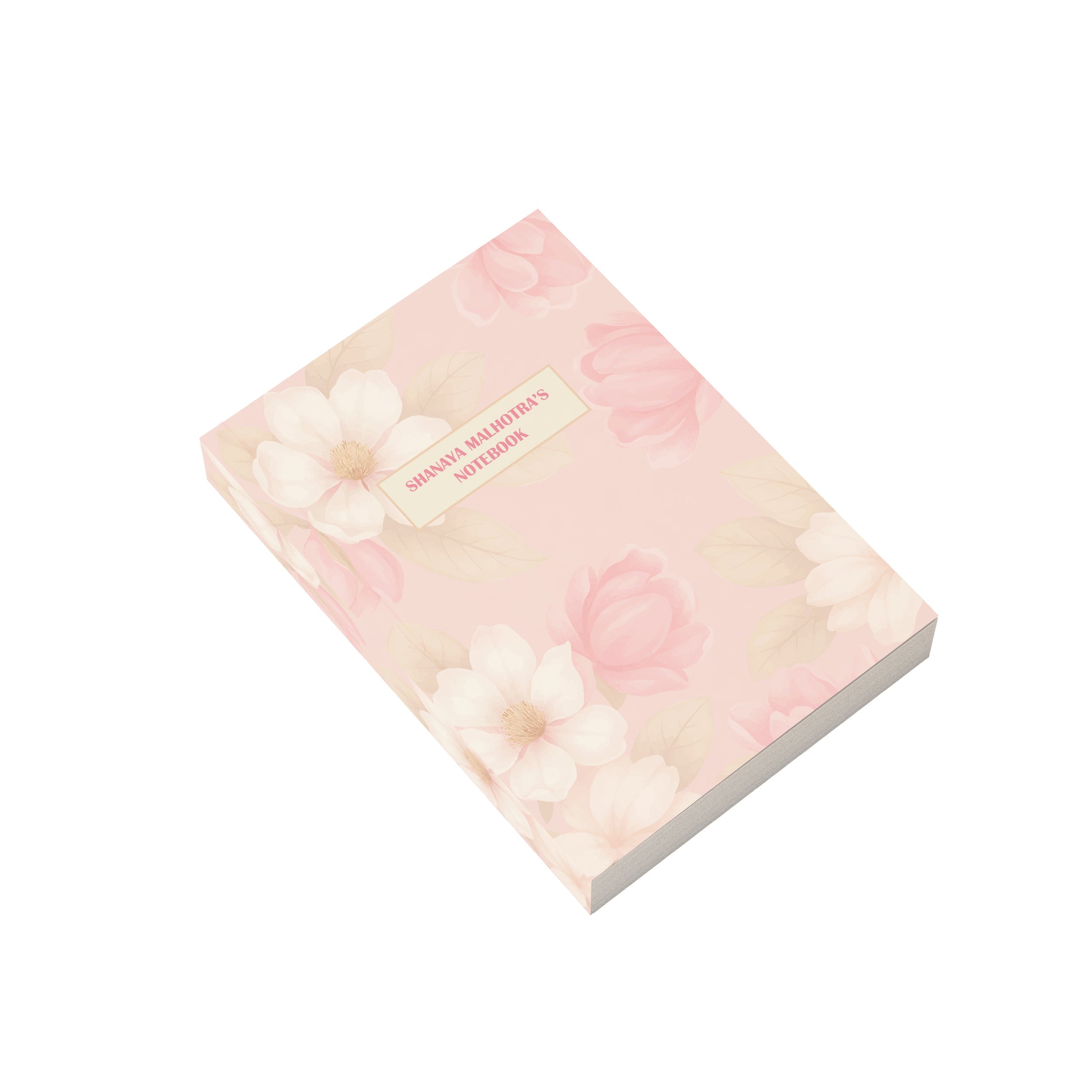 Shades Of Pink Floral Personalised Notebook