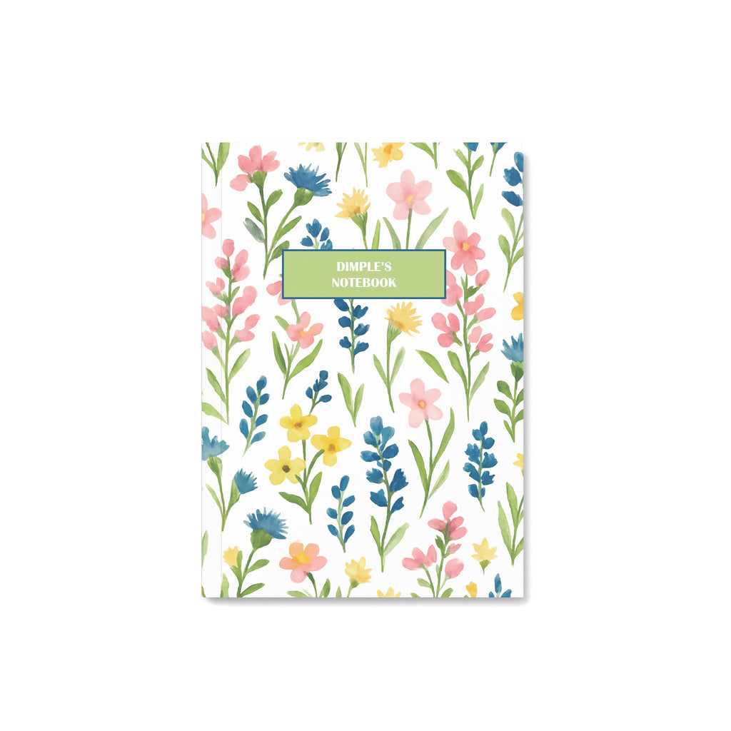 White Multi Floral Personalised Notebook