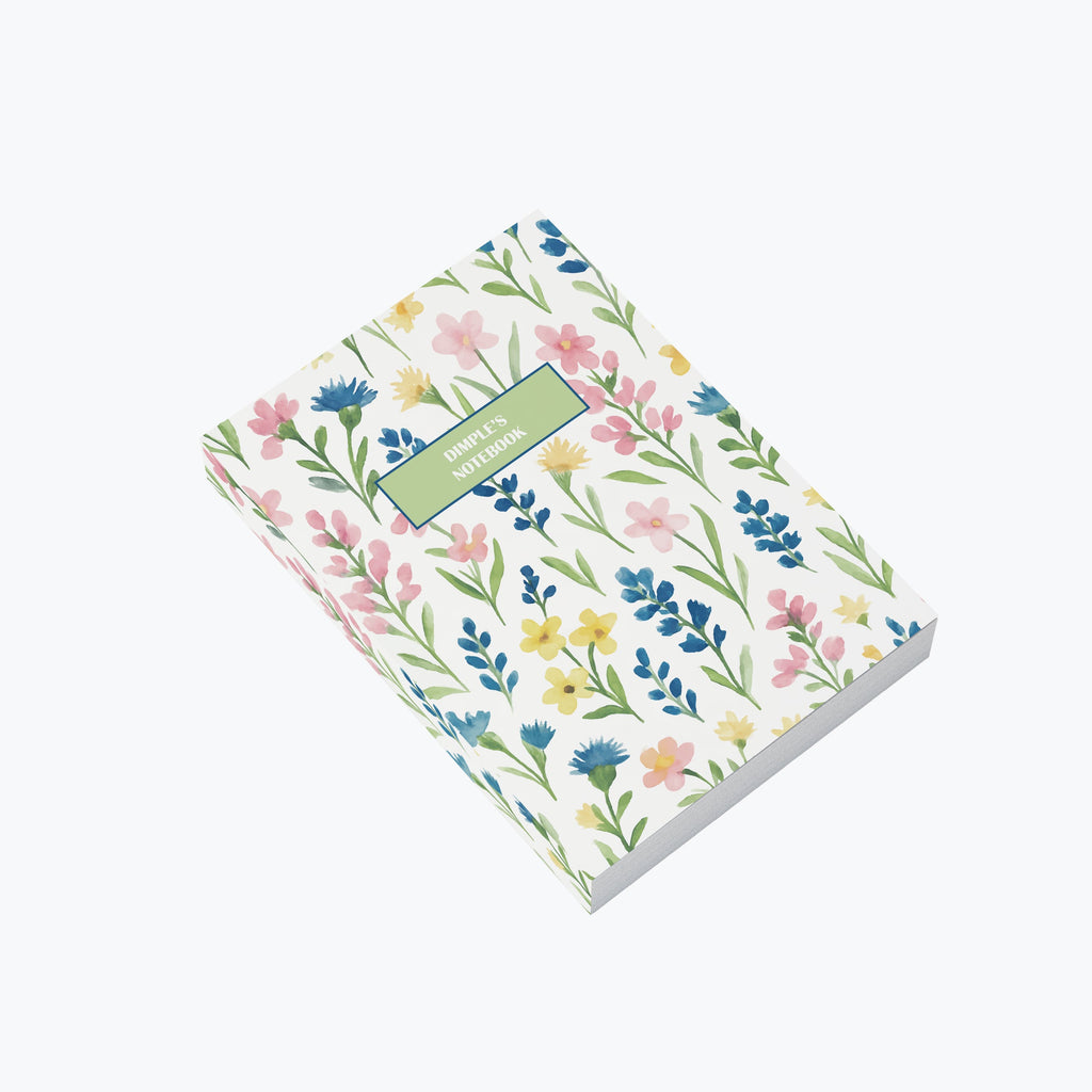 White Multi Floral Personalised Notebook