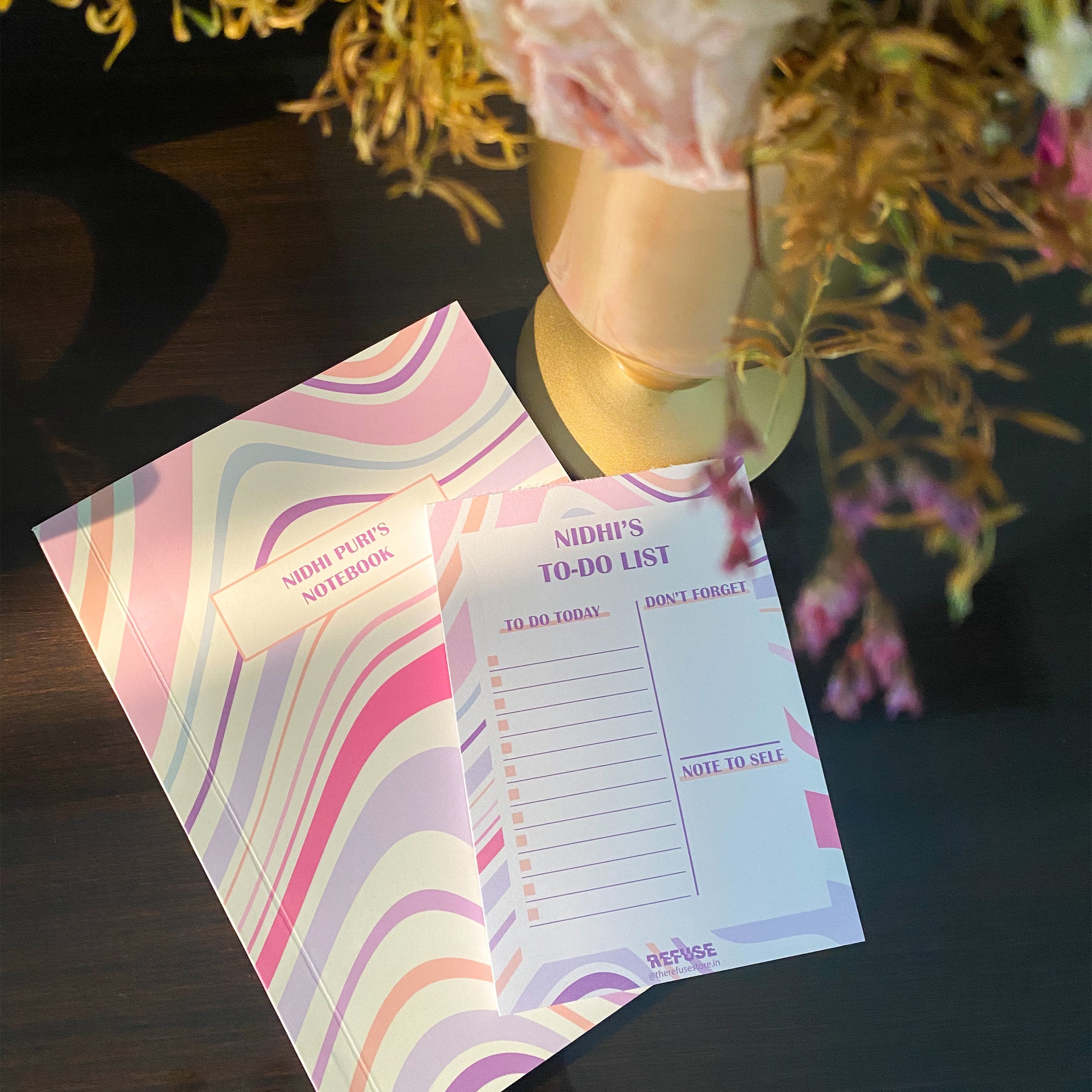 Wavy Pastels Personalised Notebook