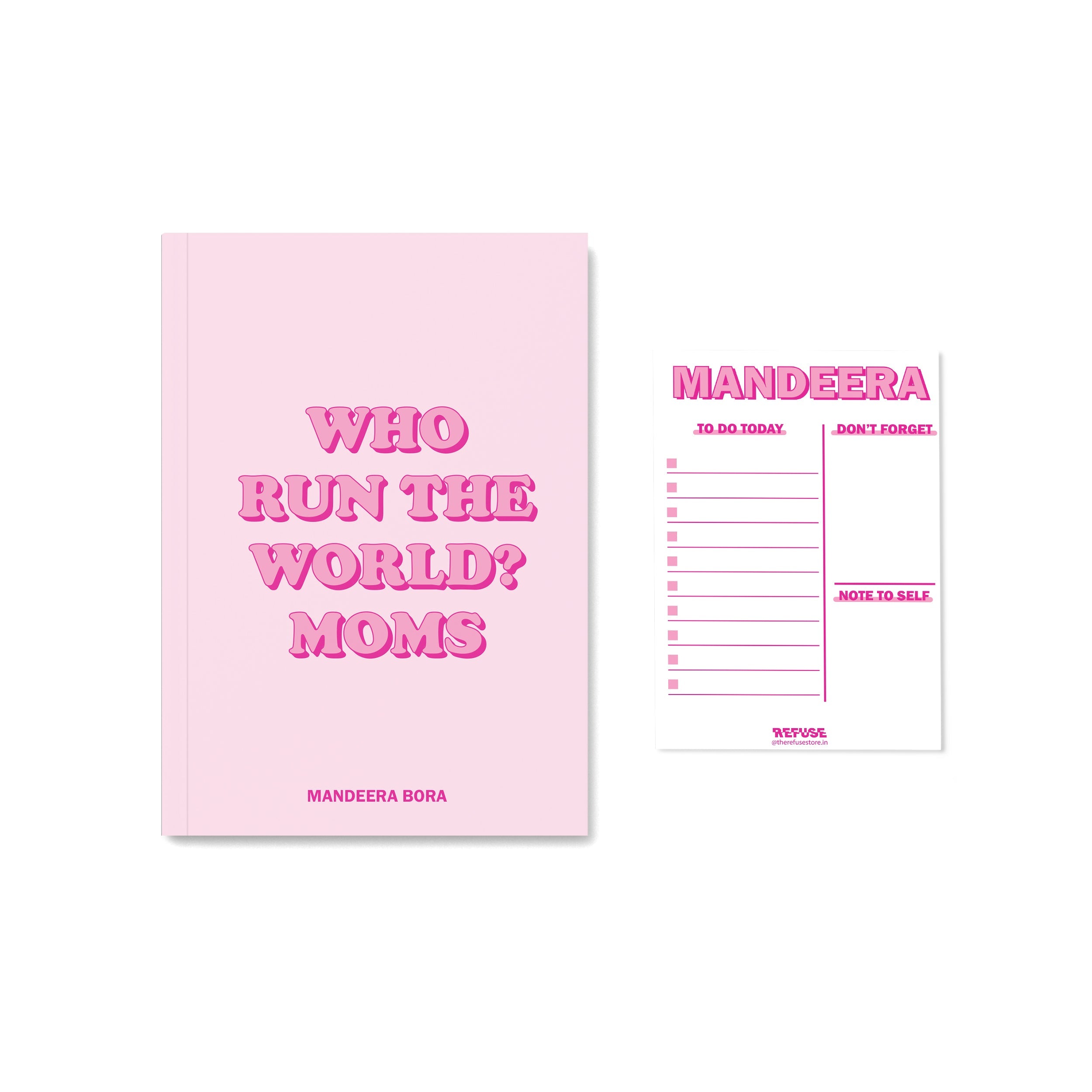 Personalised Pink Notebook with matching notepad for mothers