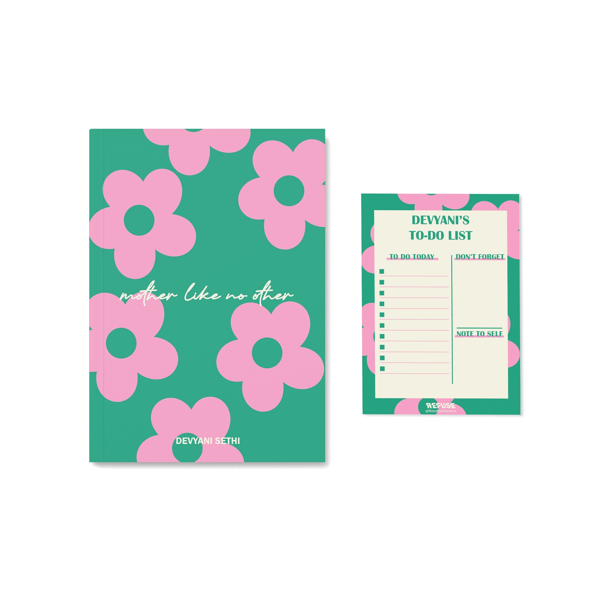 Personalised Pink Notebook with matching notepad for mothers