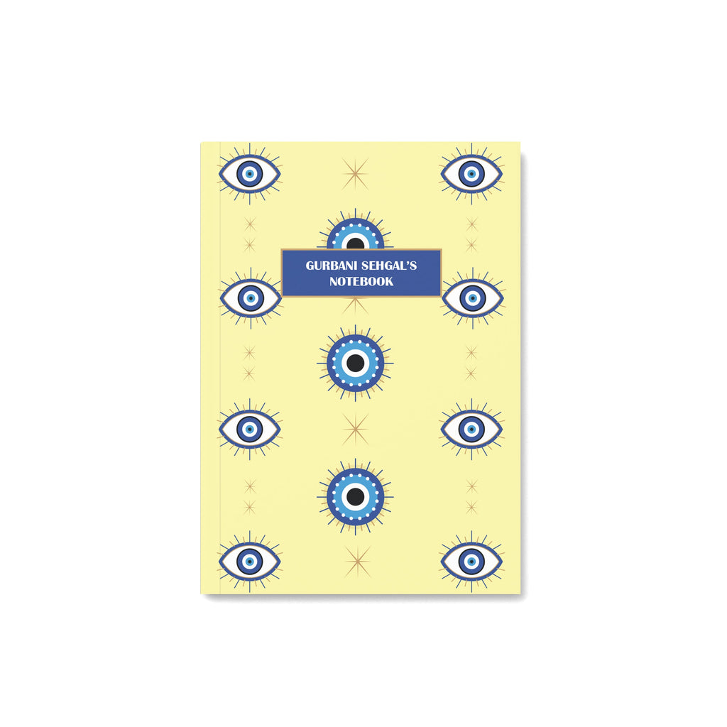 Yellow Evil Eye Personalised Notebook