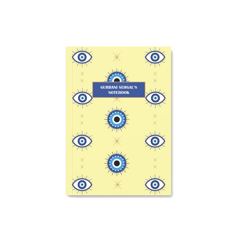 Yellow Evil Eye Personalised Notebook