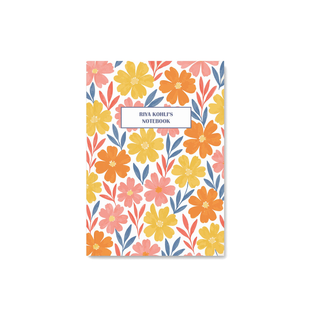 Red & Orange Multi Floral Personalised Notebook