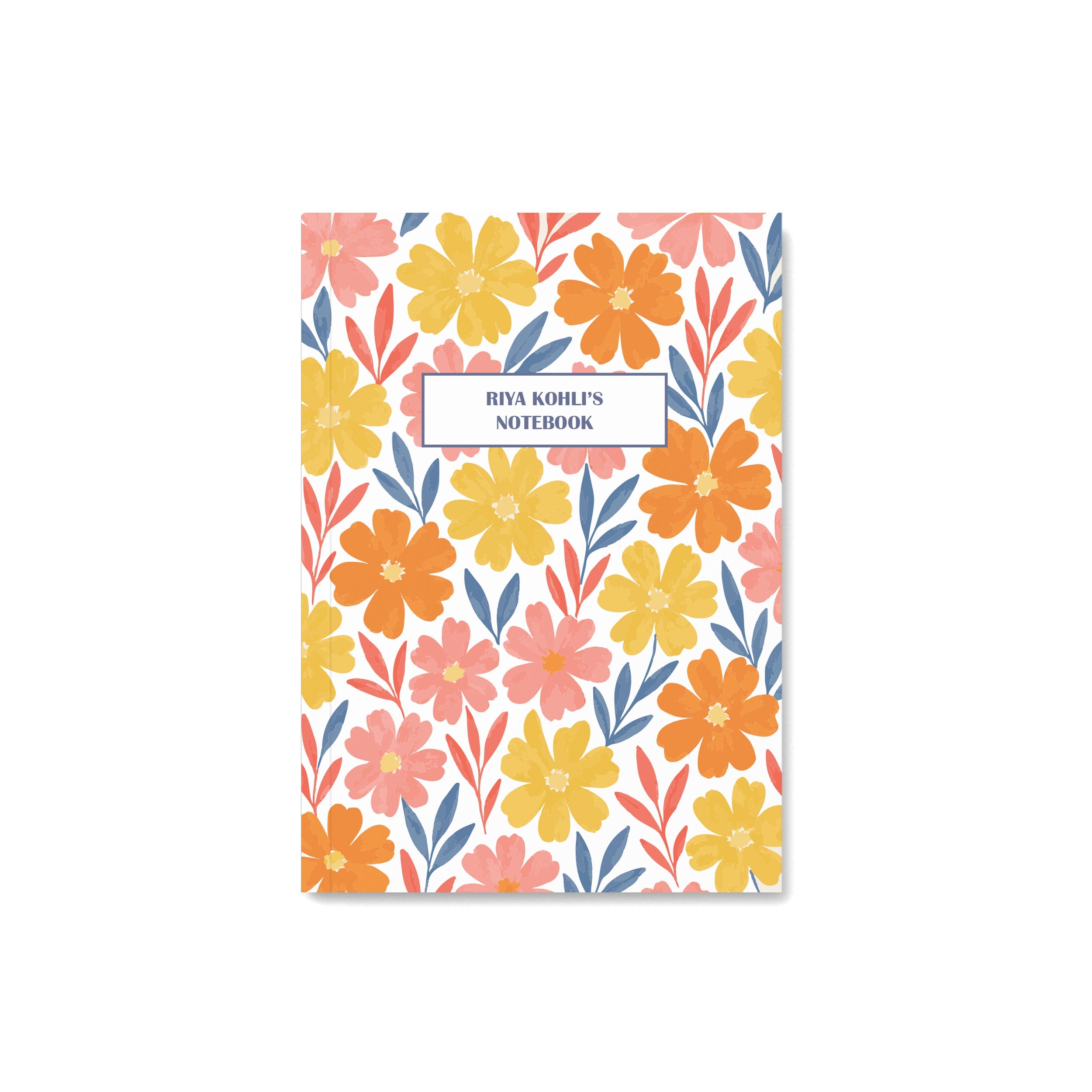 Red & Orange Multi Floral Personalised Notebook