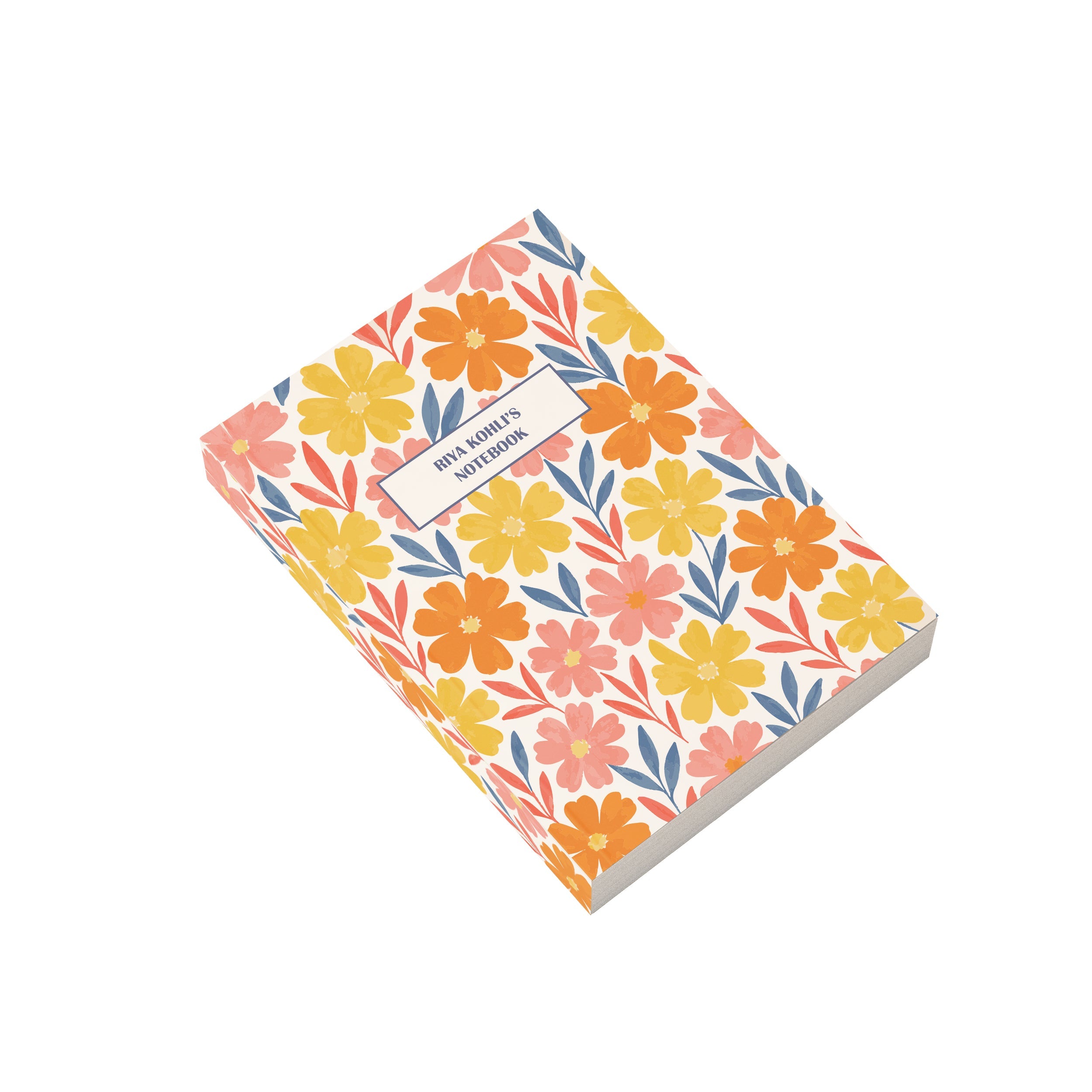 Red & Orange Multi Floral Personalised Notebook