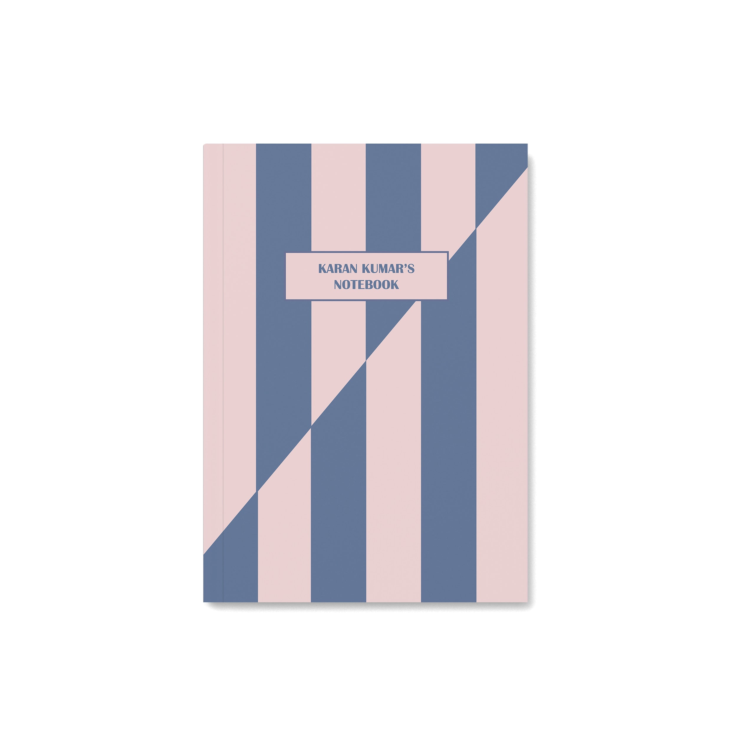 Blue & Pink Slashed Striped Personalised Notebook