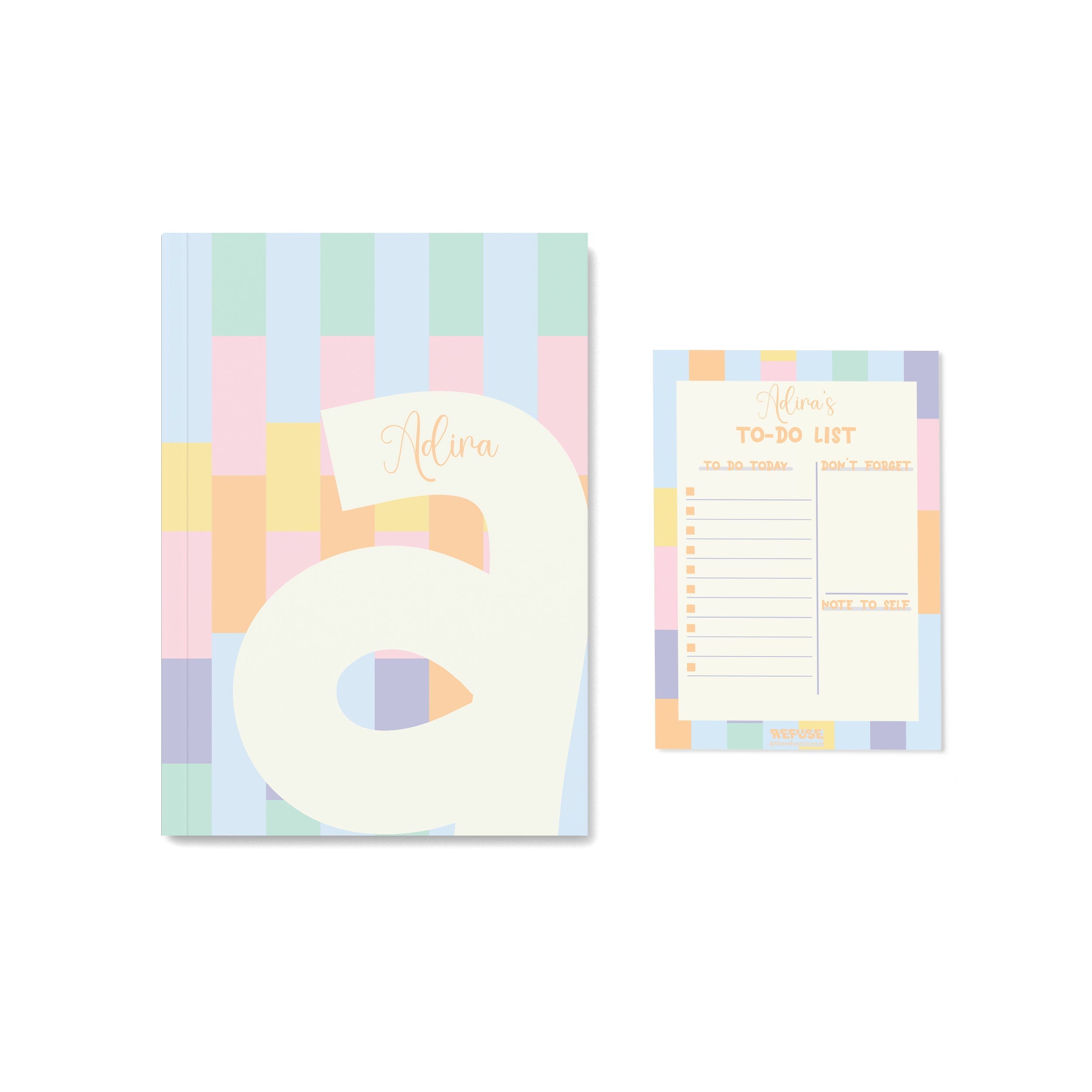 Multi Striped Initial Personalised Notebook