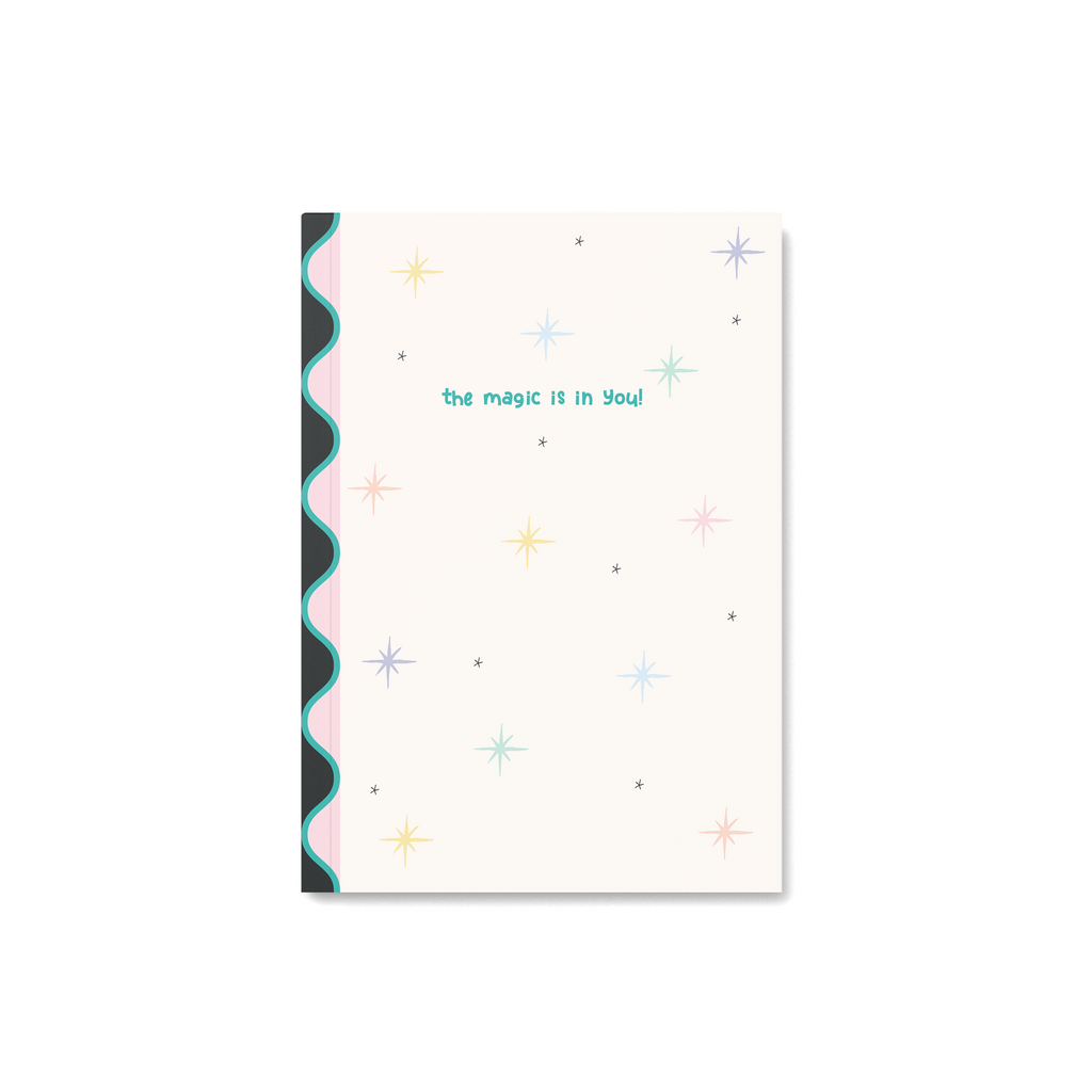 Pastel notebook with stars & quote