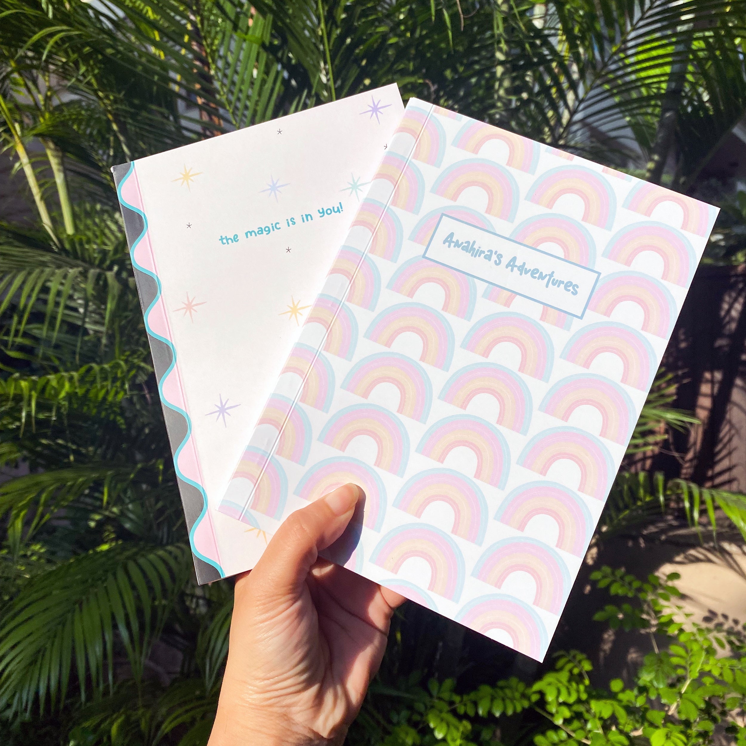 Two personalised notebooks