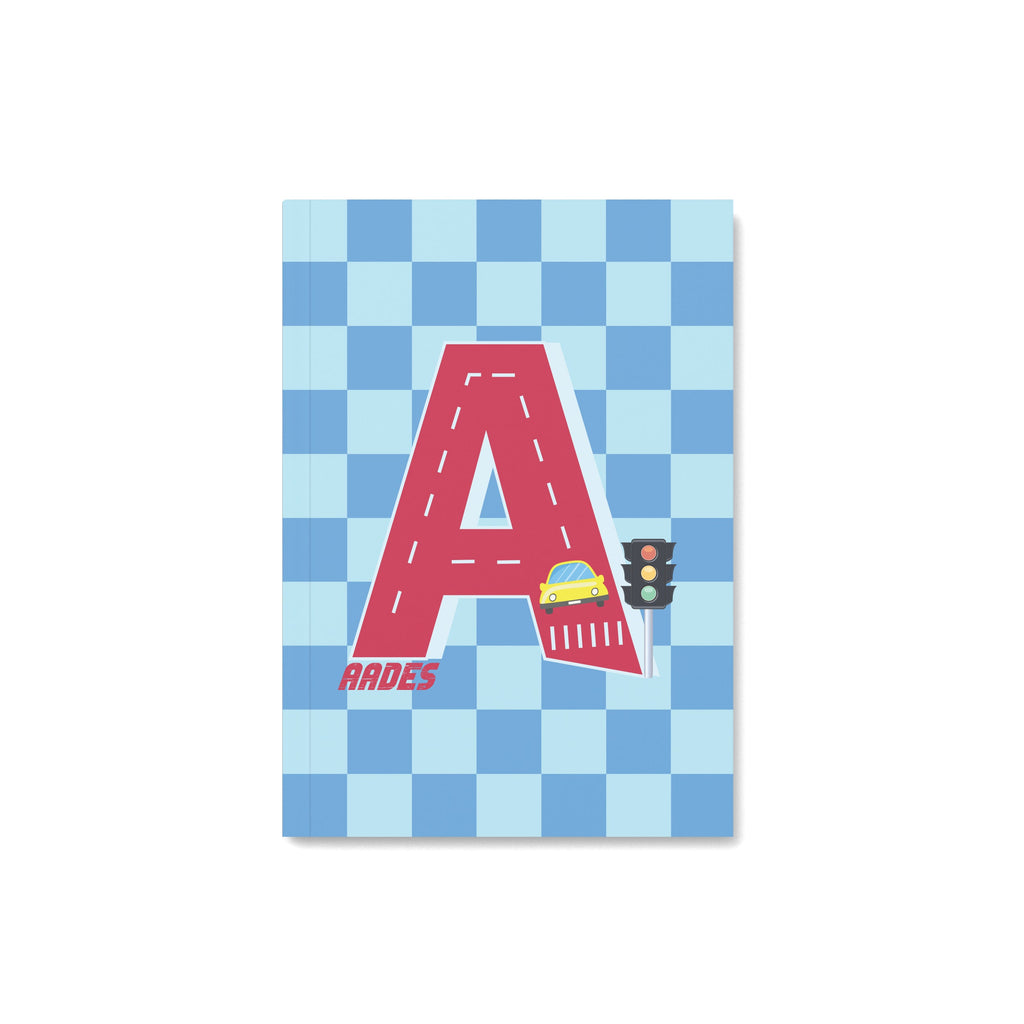 Blue initial Car Theme Personlised Notebook