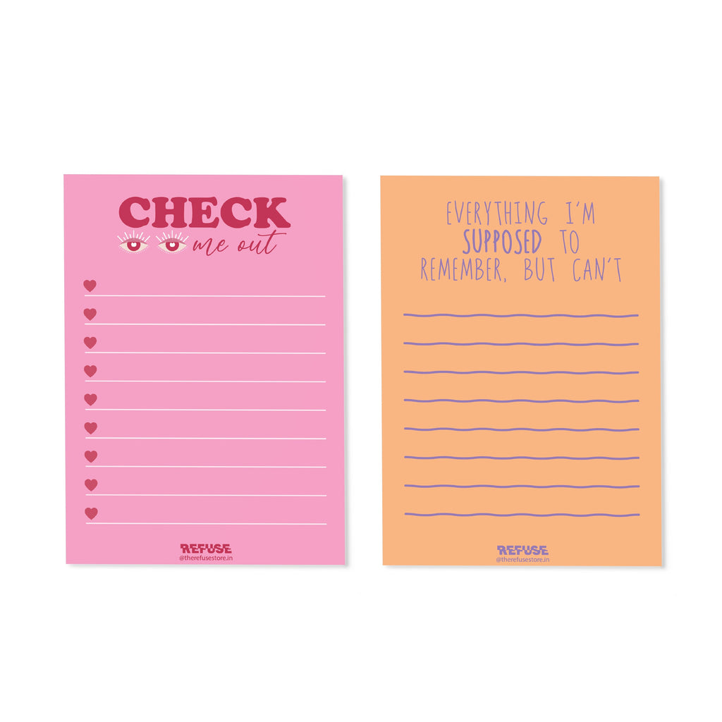  Pink Check Me Out & Orange Everything I’m Supposed to Remember, But Can’t Notepad