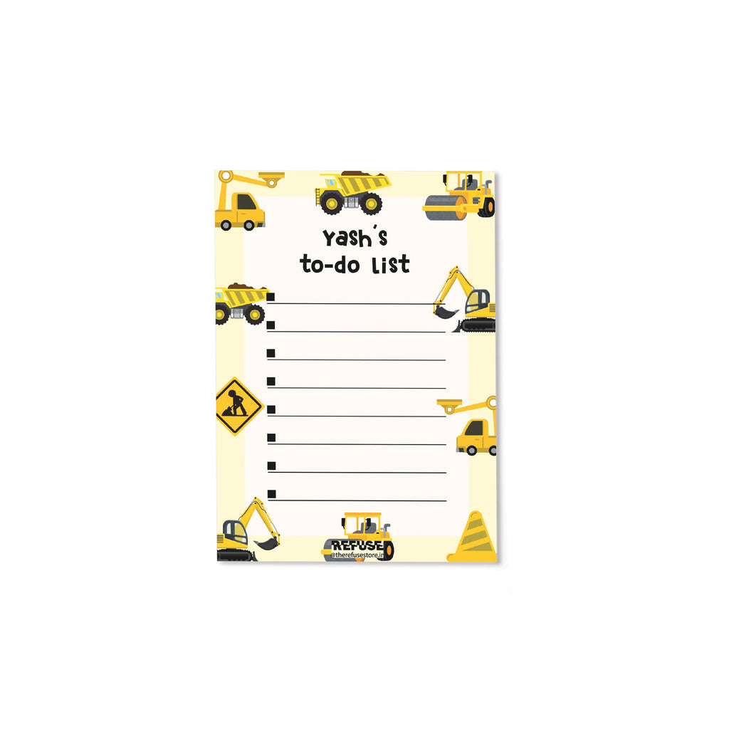 Construction Truck Personalised Daily Planner