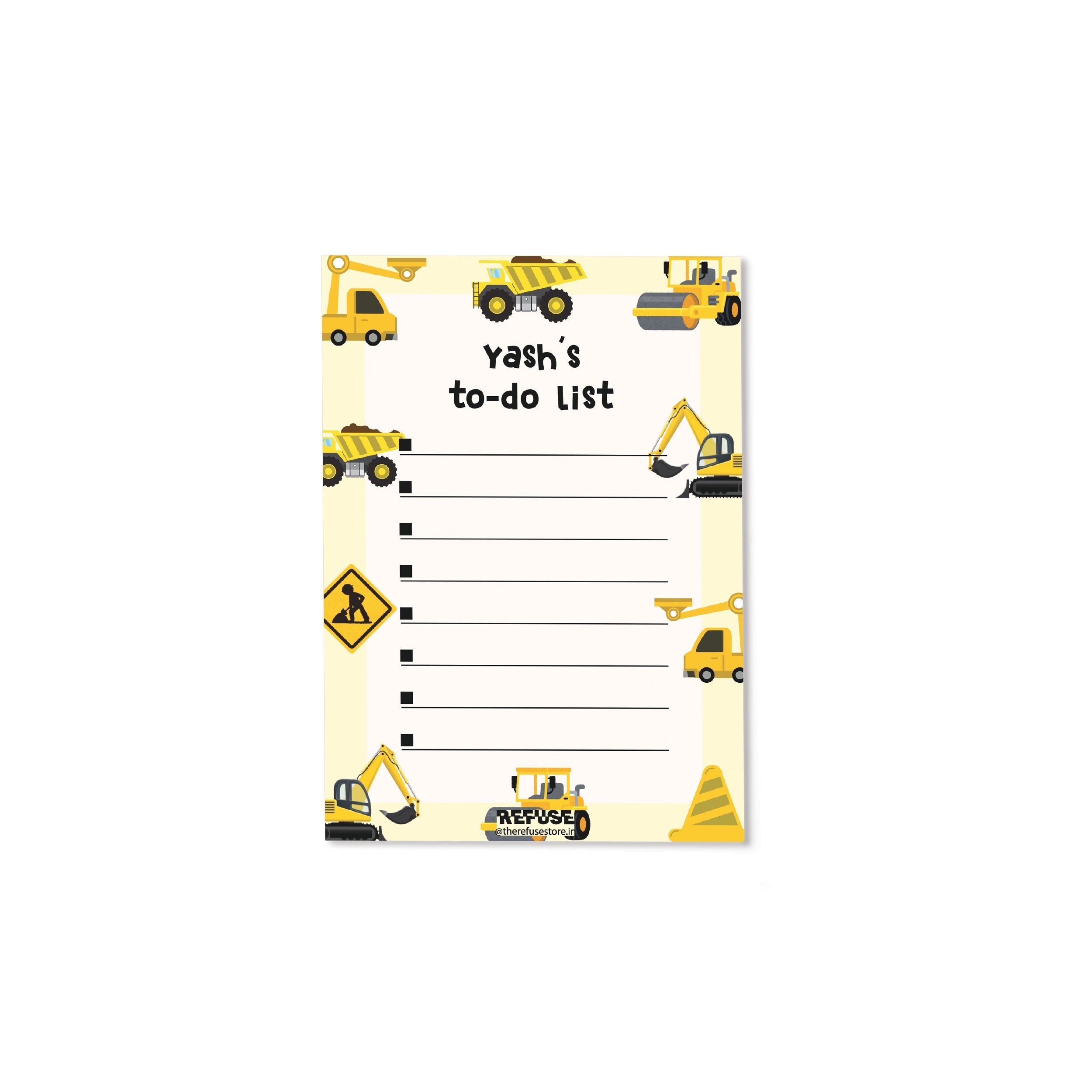 Construction Truck Personalised Daily Planner