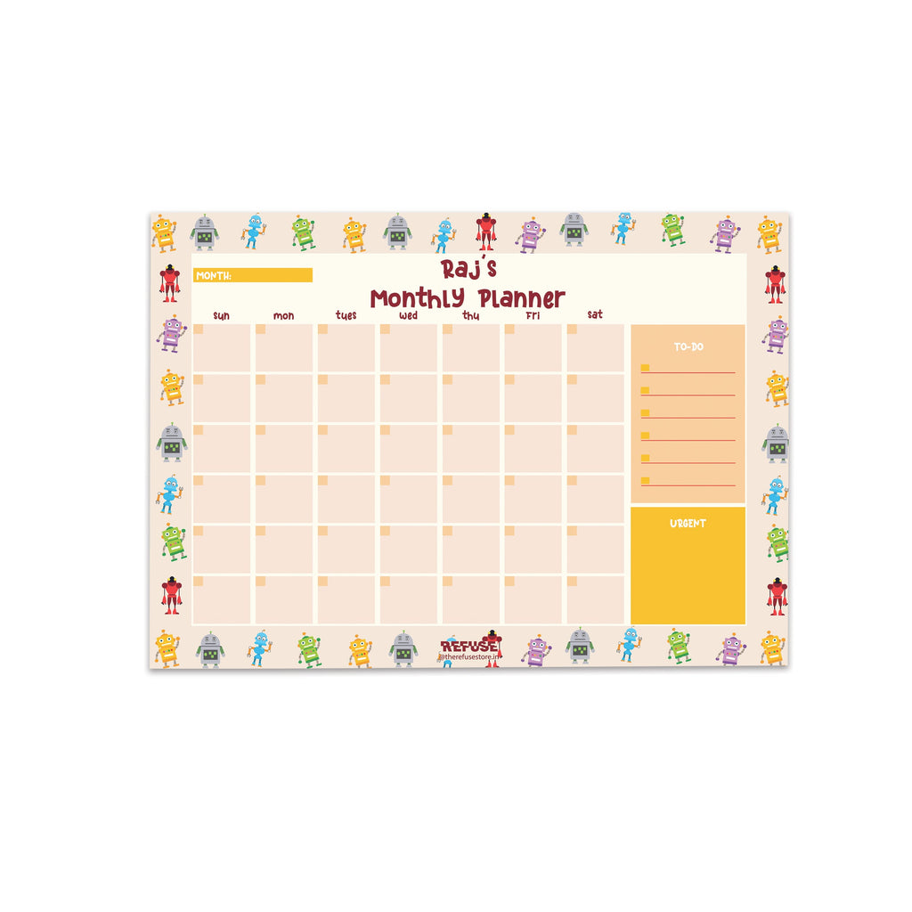 Robot Personalised Monthly Planner