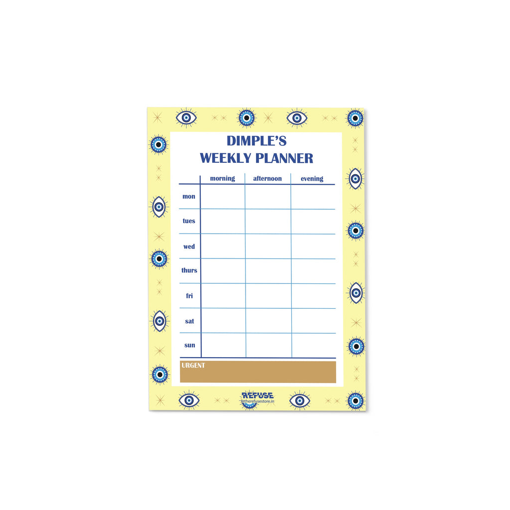 Yellow Evil Eye Personalised Weekly Planner