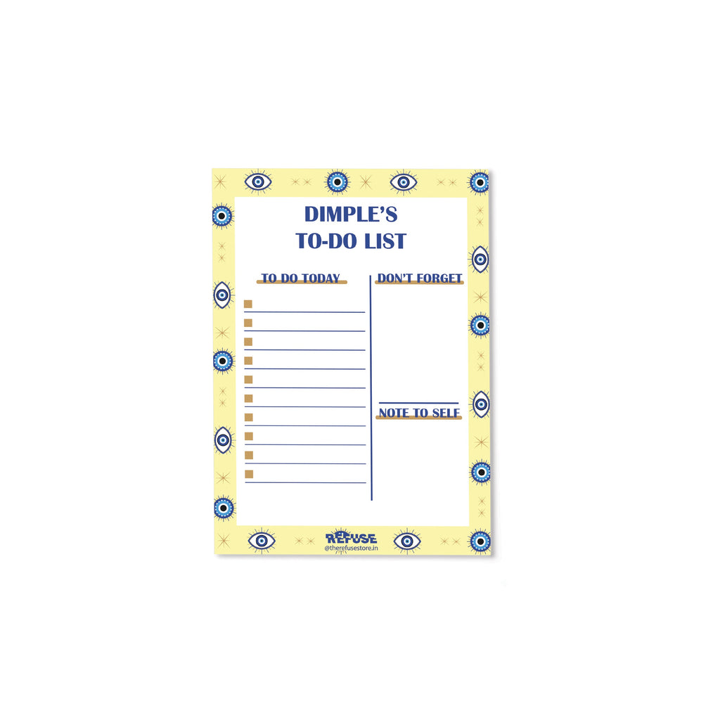 Yellow Evil Eye Personalised Daily Planner