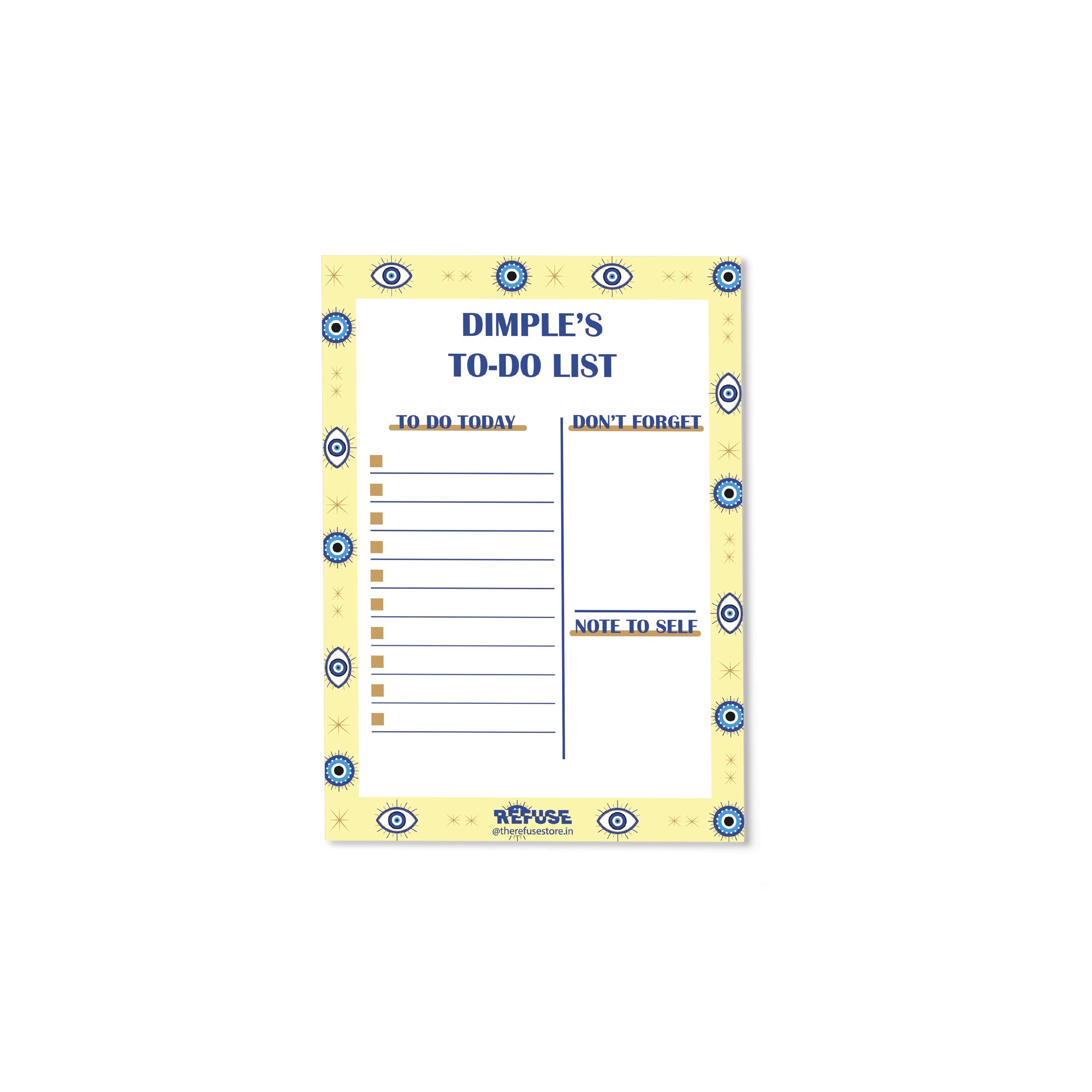Yellow Evil Eye Personalised Daily Planner