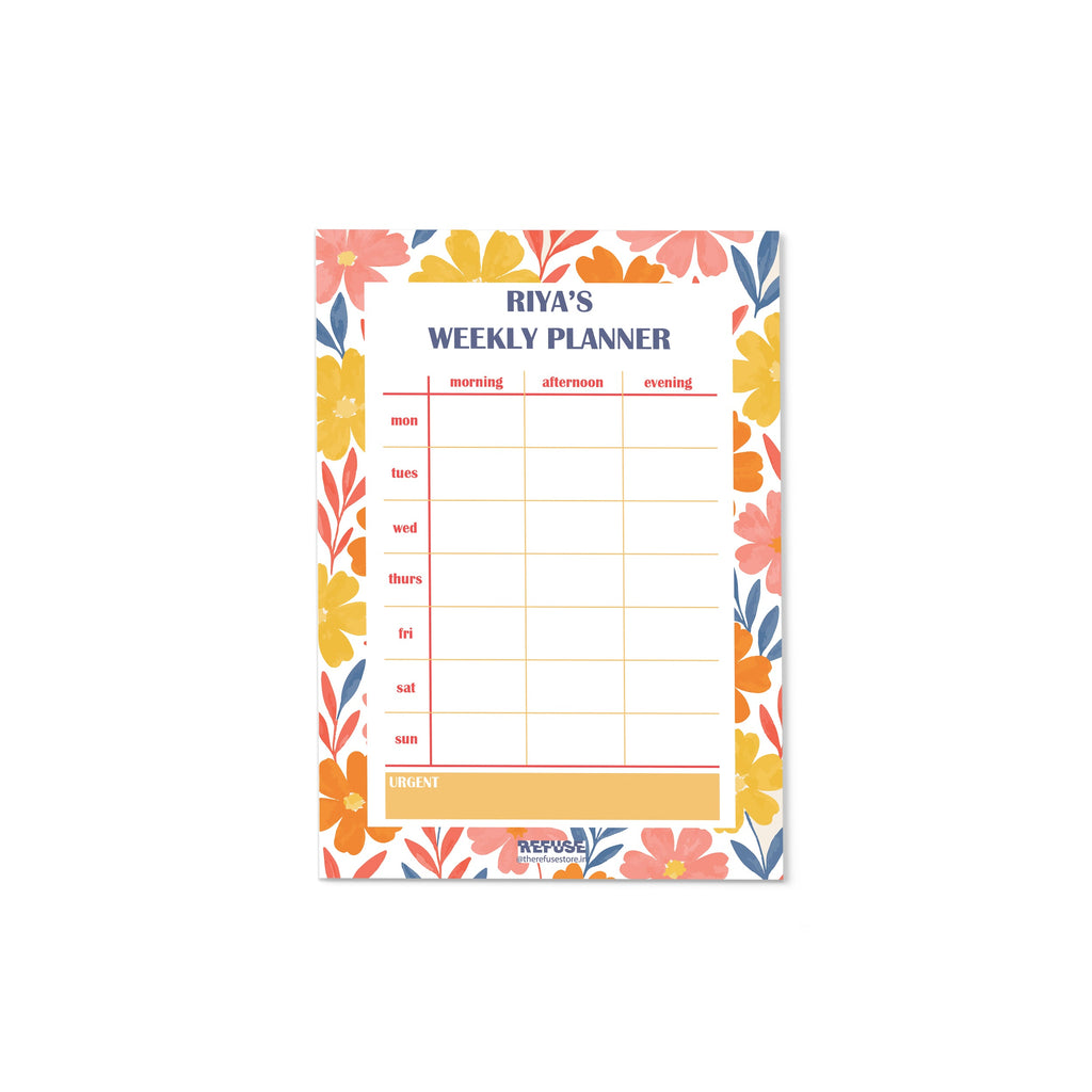 Red & Orange Multi Floral Personalised Weekly Planner