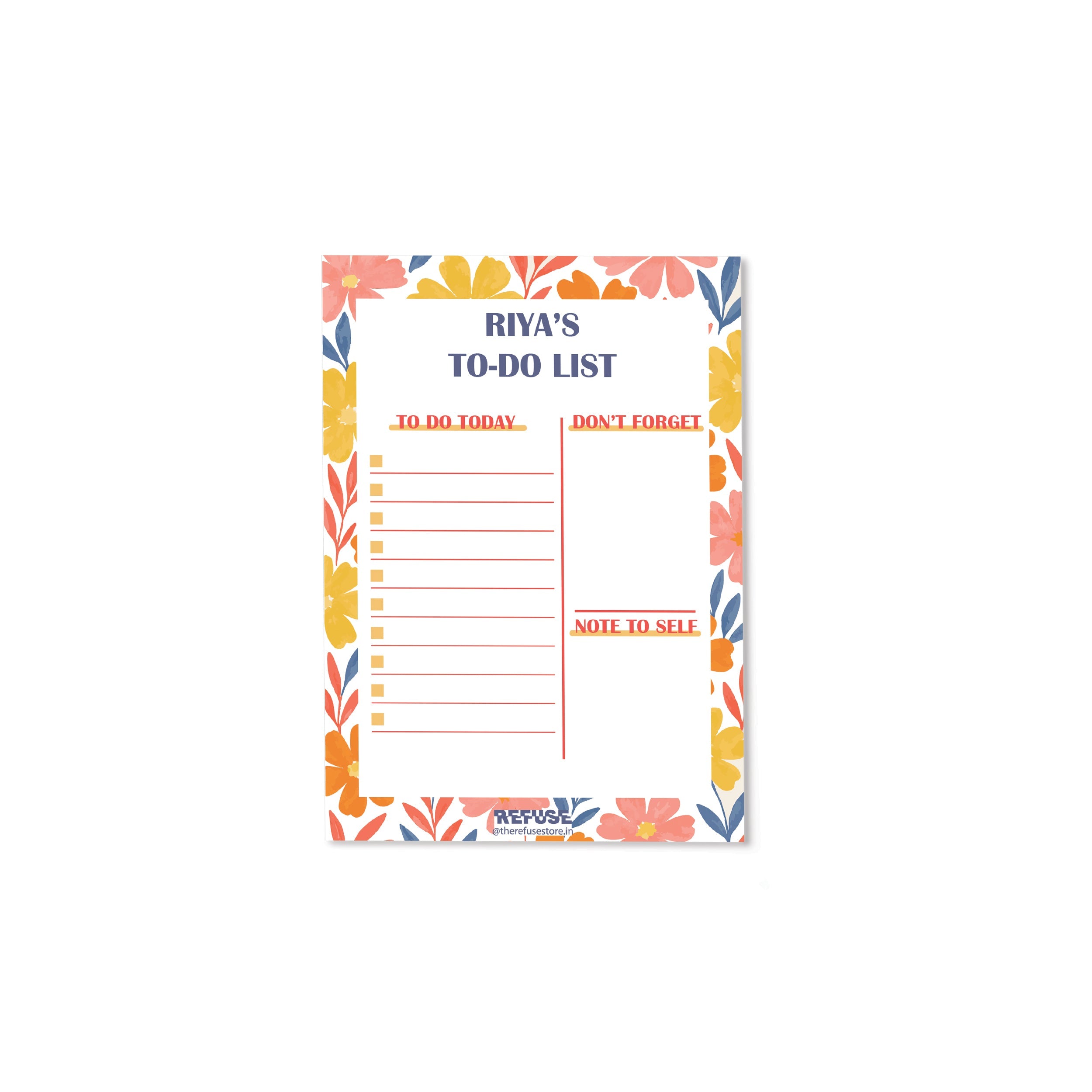 Red & Orange Multi Floral Personalised Daily Planner