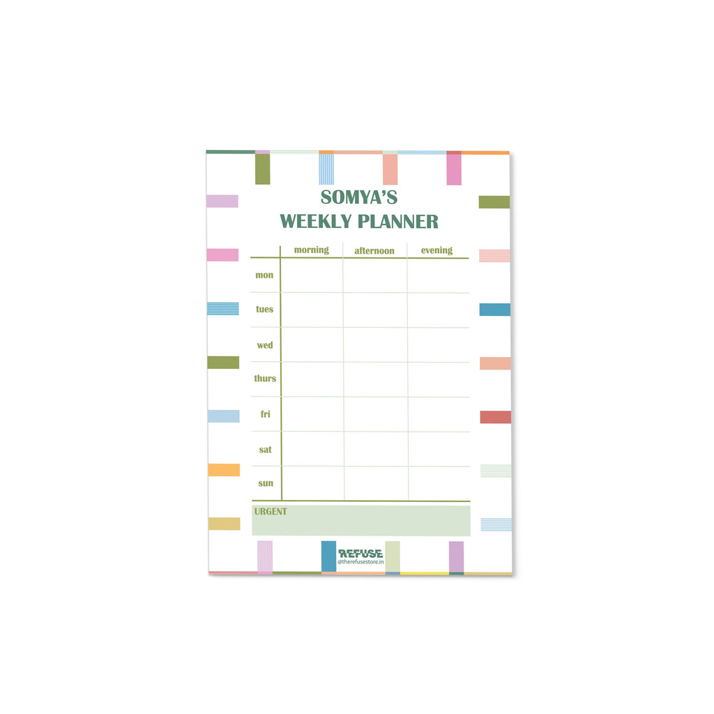PlayStripe Personalised Weekly Planner