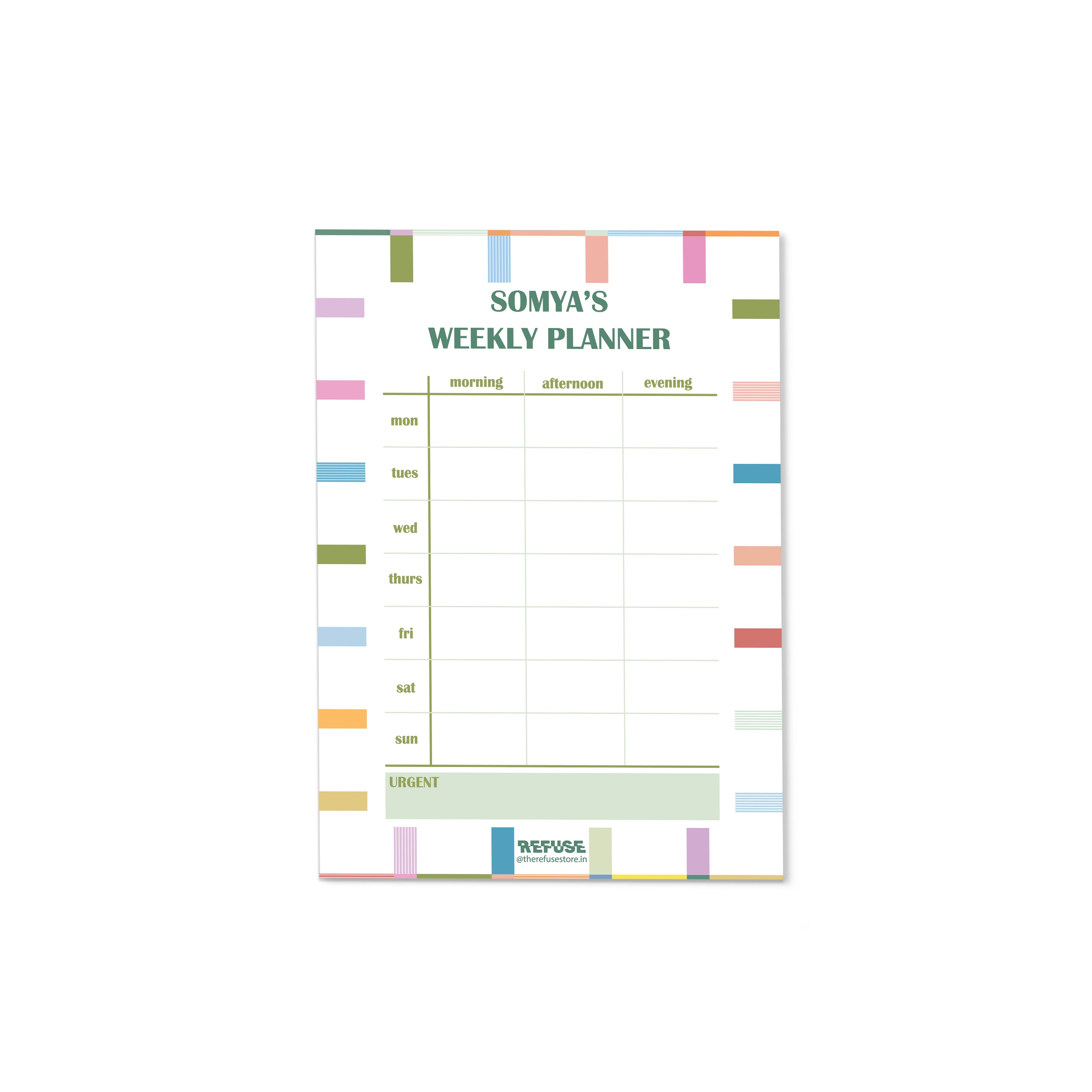 PlayStripe Personalised Weekly Planner