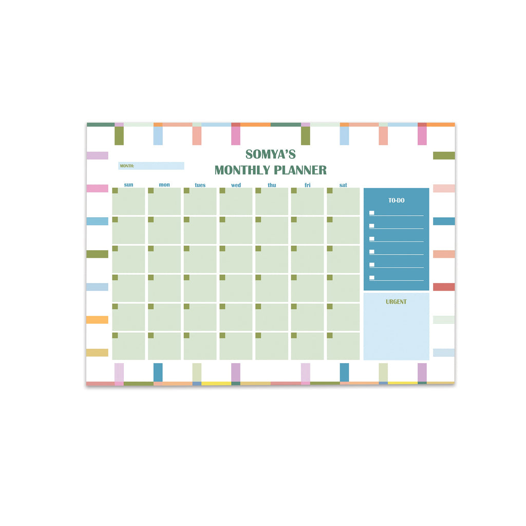 PlayStripe Personalised Monthly Planner