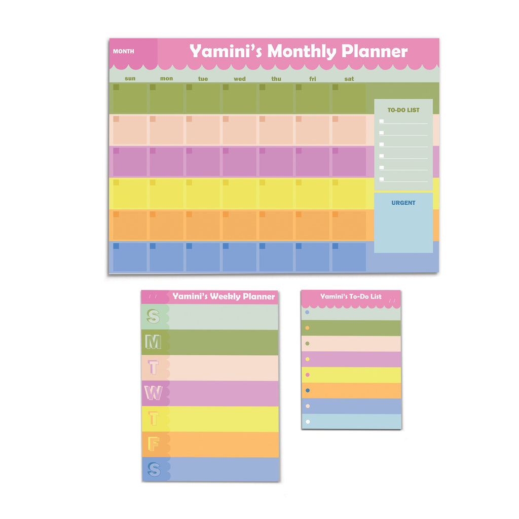 Multicolour Personalised Planner Set (Daily,Weekly & Monthly)