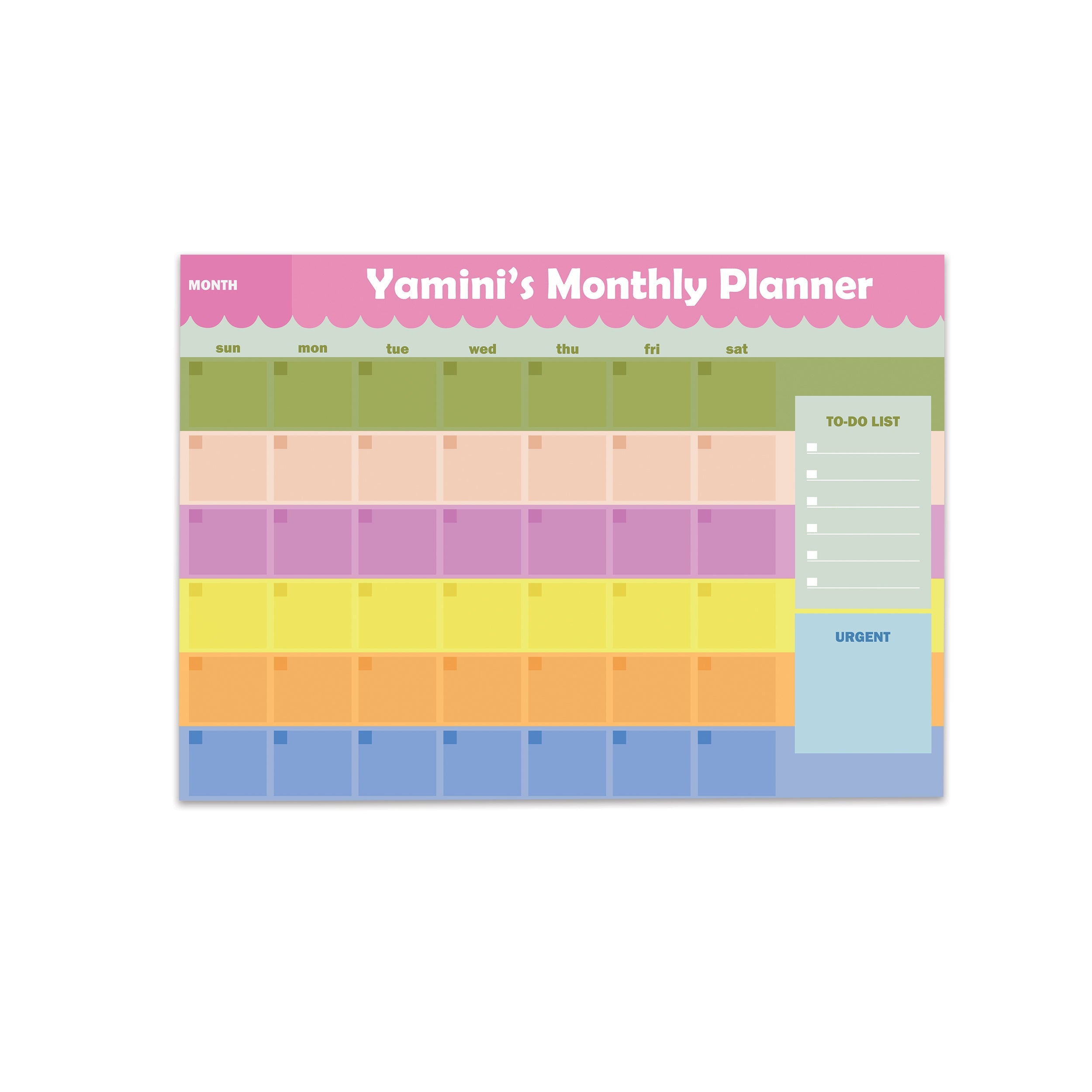 Multicolour Personalised Monthly Planner