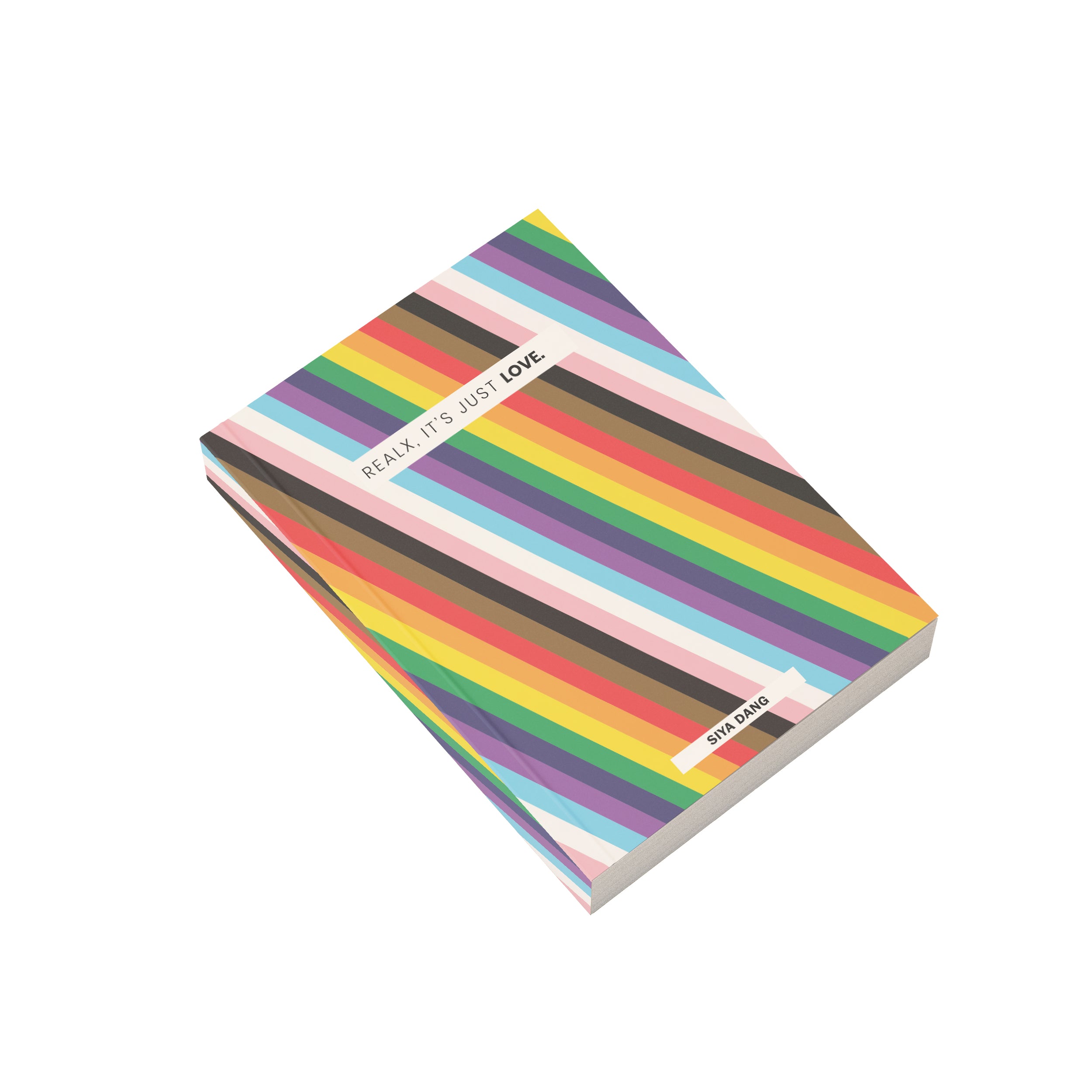 Personalised pride flag notebook with quote relax its just love