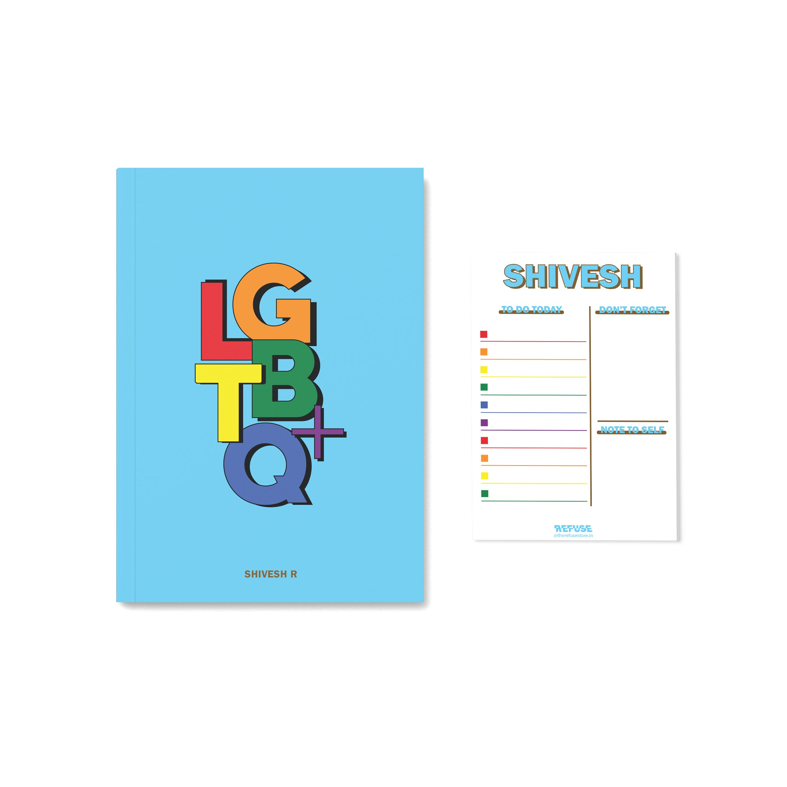Personalised pride LGBTQ+ notebook with matching Notepad