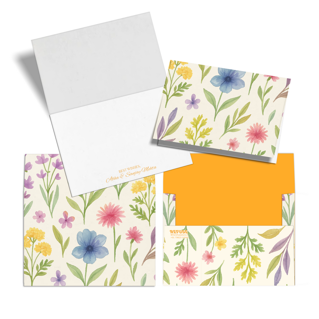 Cream Soft Bloom Personalised Fold Notecards & Envelopes