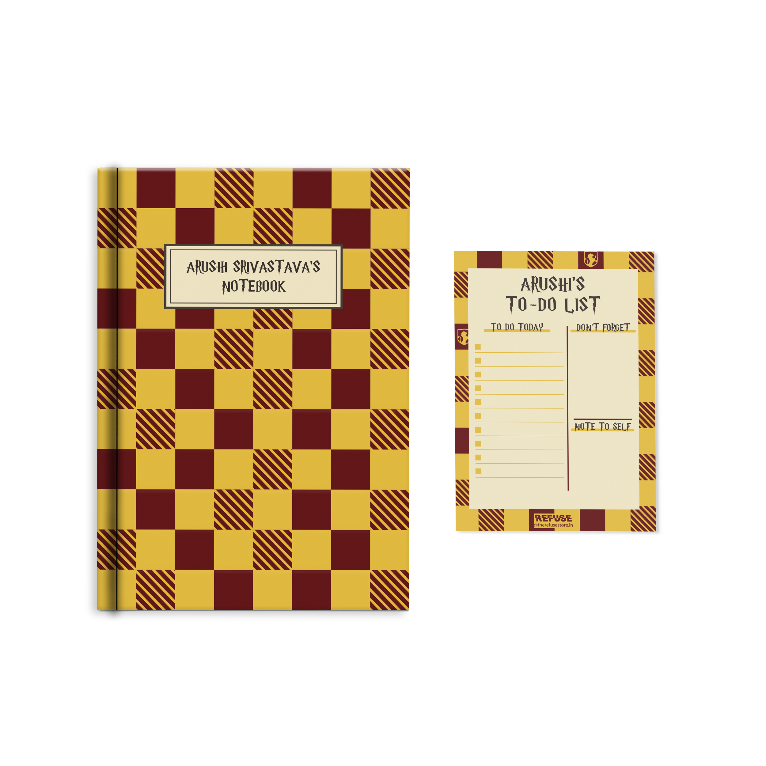 Personalised Harry Potter inpired notebook with matching Notepad
