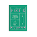 Personalised Recipe Hardbound Journal with custom name on the cover, hardcover recipe notebook for organising favourite recipes.